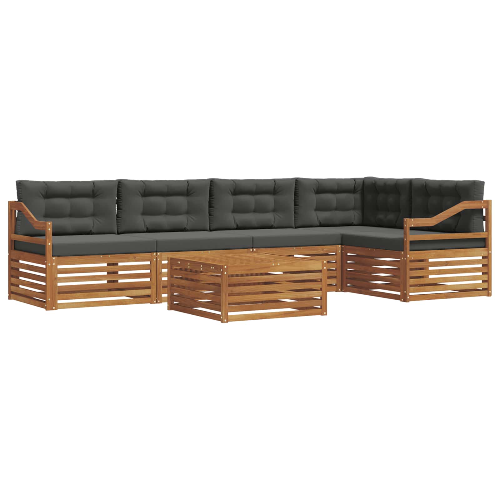 Outdoor Sofa Set with Cushion 6 pcs Natural and Anthracite