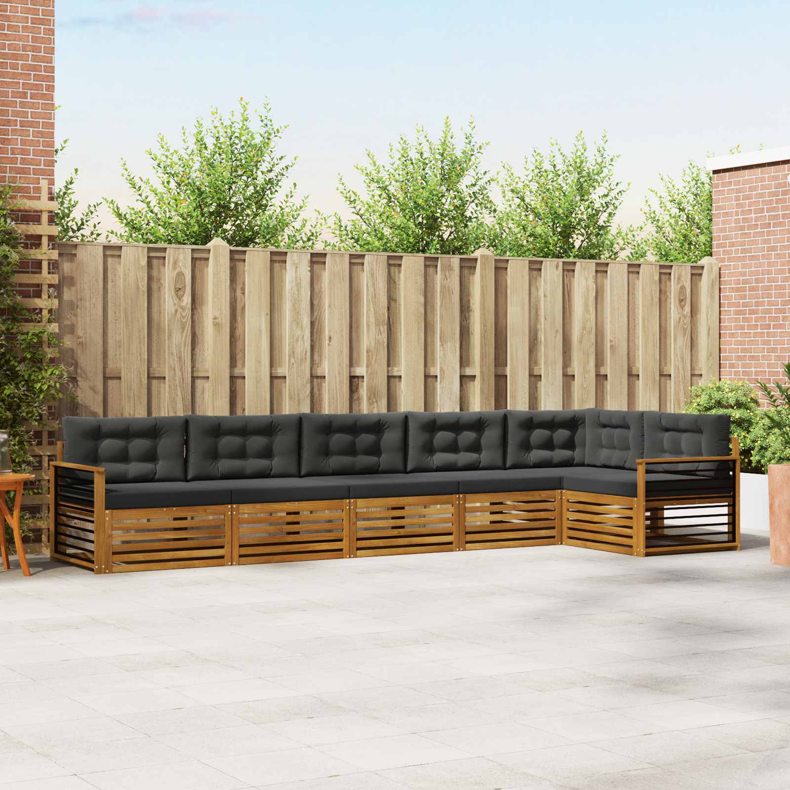 Outdoor Sofa Set with Cushion 6 pcs Natural and Anthracite