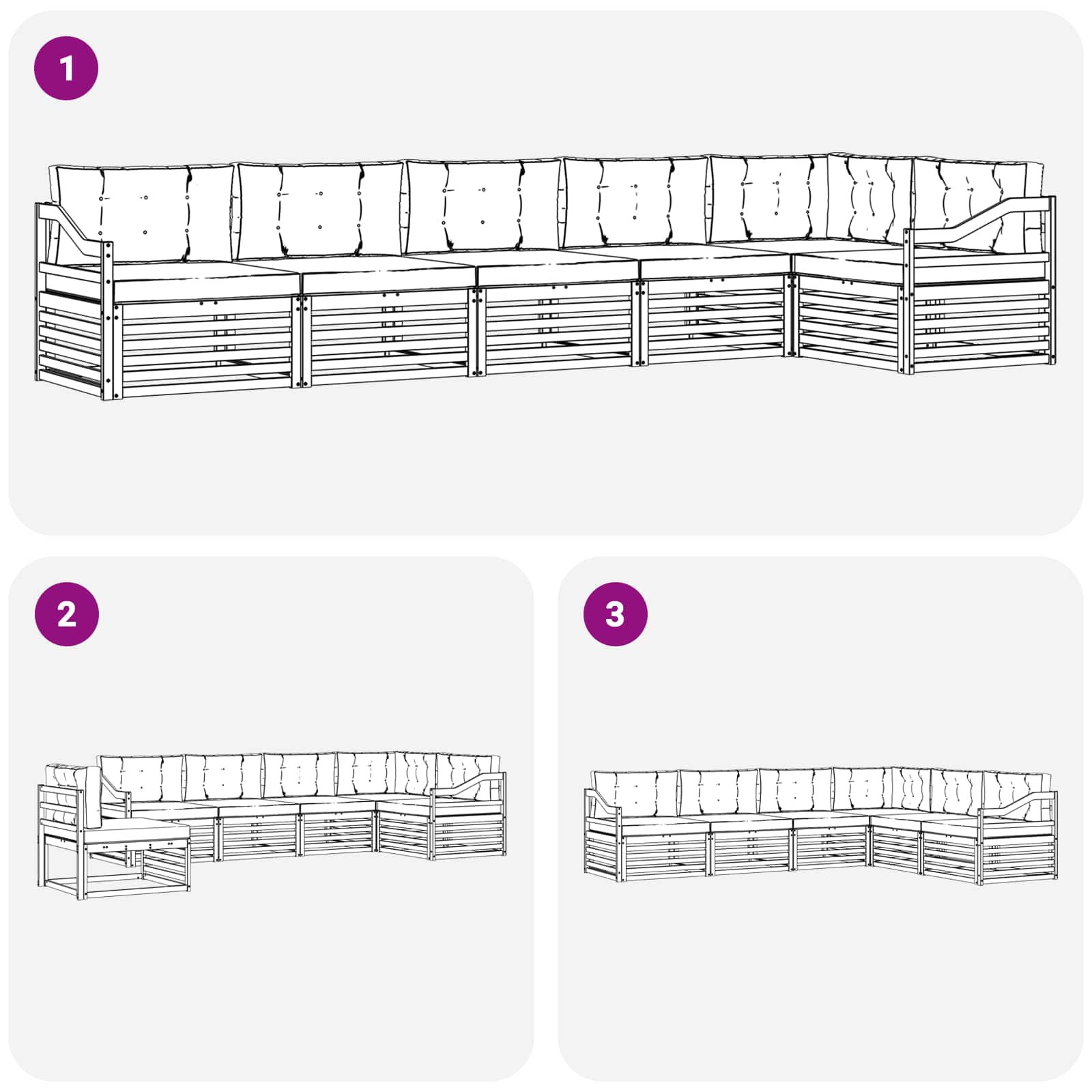 Outdoor Sofa Set with Cushion 6 pcs Natural and Anthracite