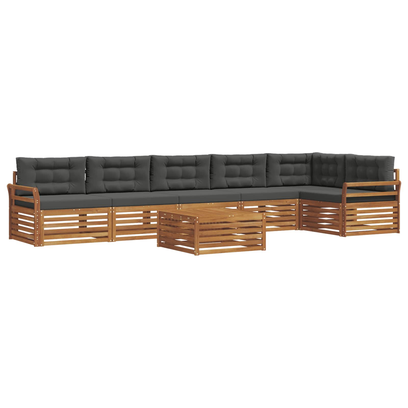 Outdoor Sofa Set with Cushion 7 pcs Natural and Anthracite