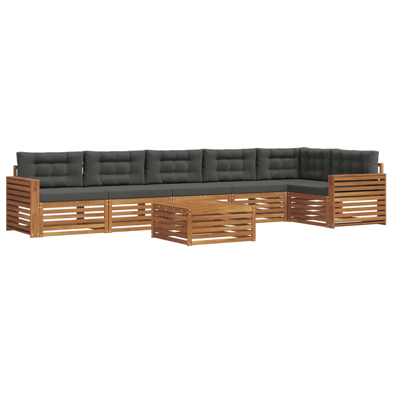 Outdoor Sofa Set with Cushion 7 pcs Natural and Anthracite