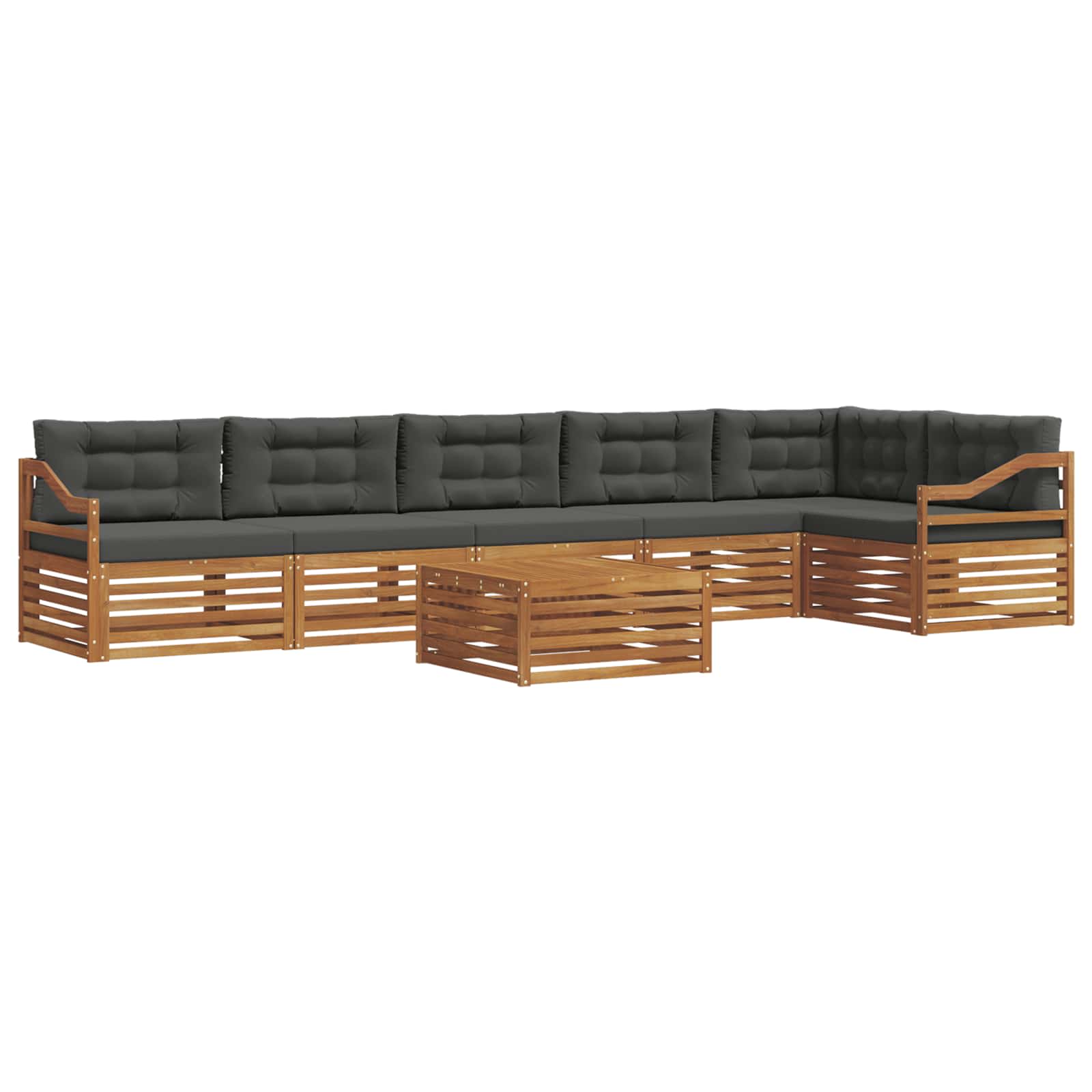 Outdoor Sofa Set with Cushion 7 pcs Natural and Anthracite