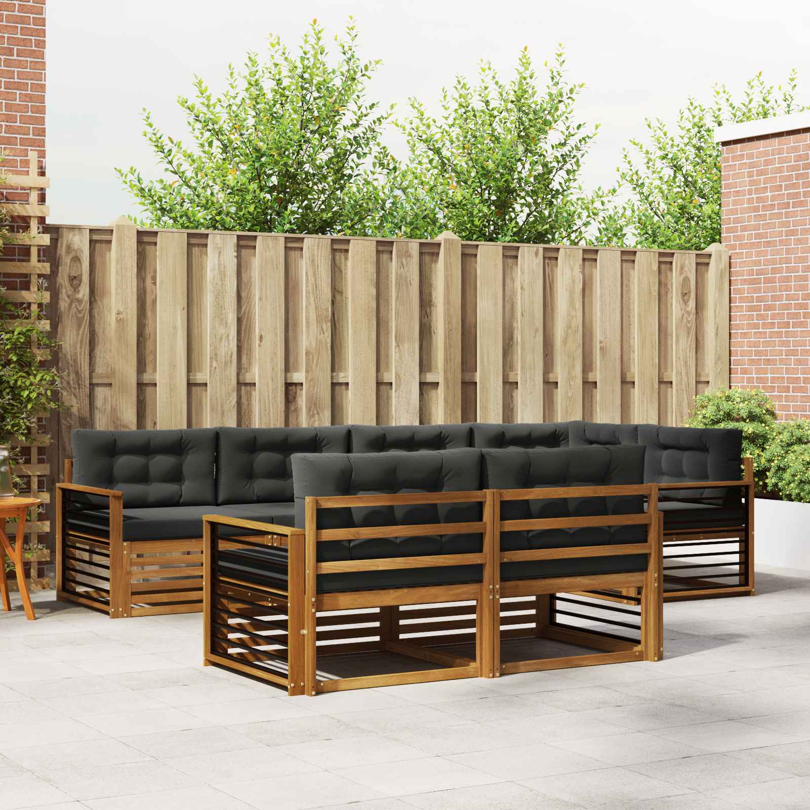 Outdoor Sofa Set with Cushion 7 pcs Natural and Anthracite