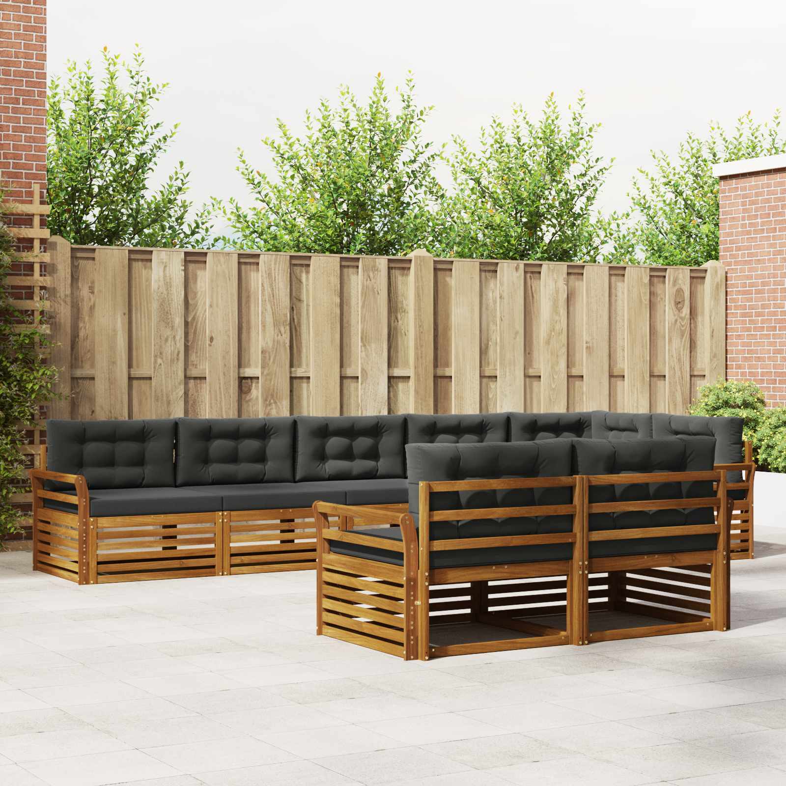 Outdoor Sofa Set with Cushion 8 pcs Natural and Anthracite