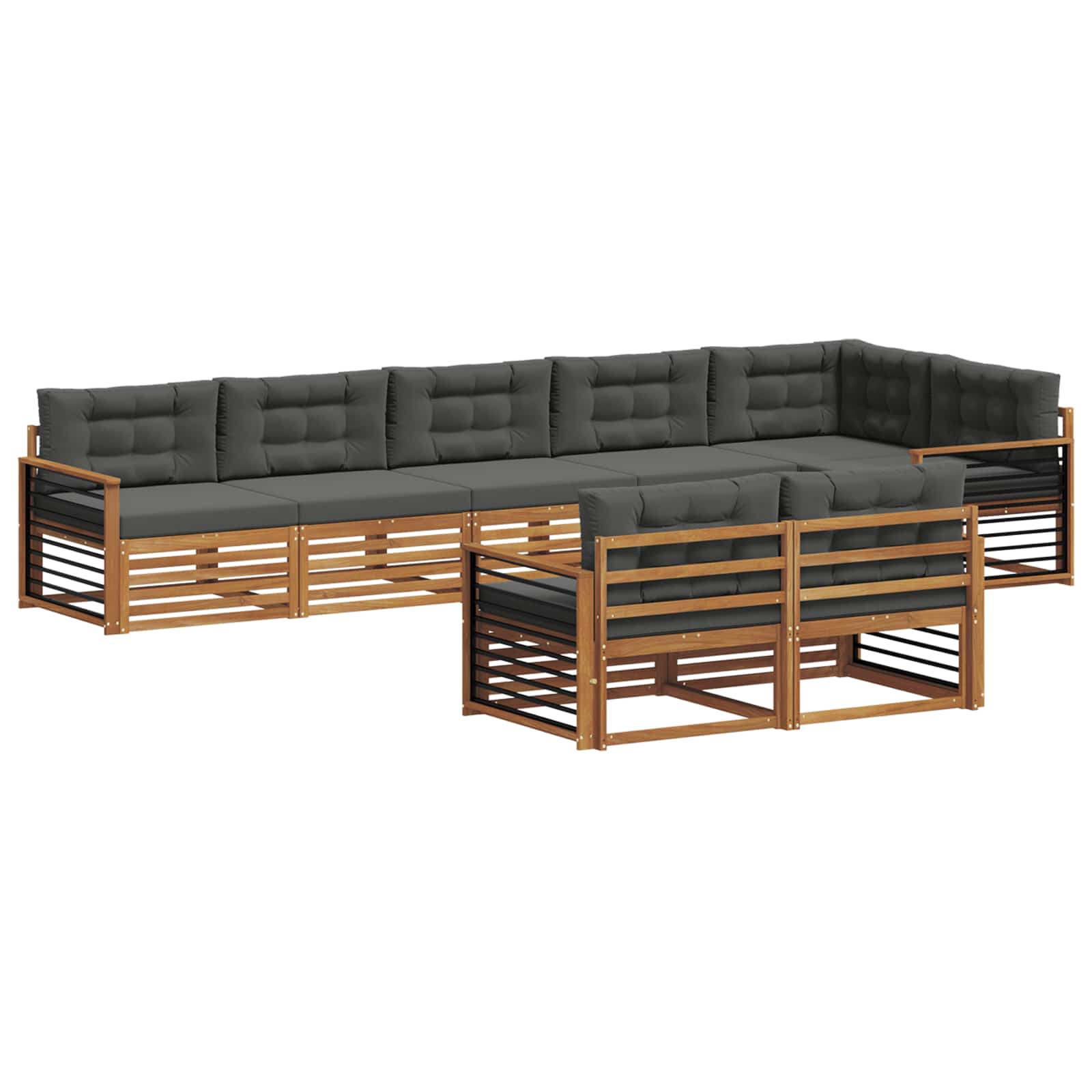Outdoor Sofa Set with Cushion 8 pcs Natural and Anthracite