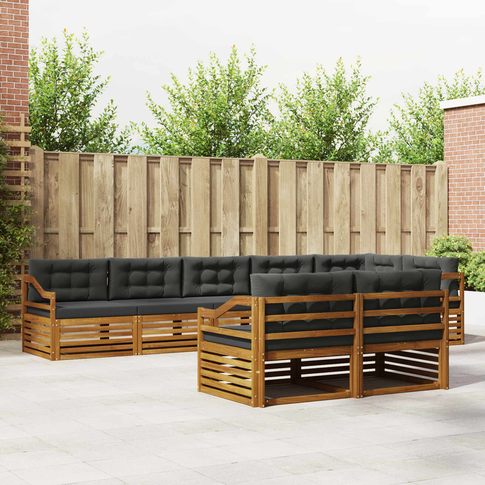 Outdoor Sofa Set with Cushion 8 pcs Natural and Anthracite