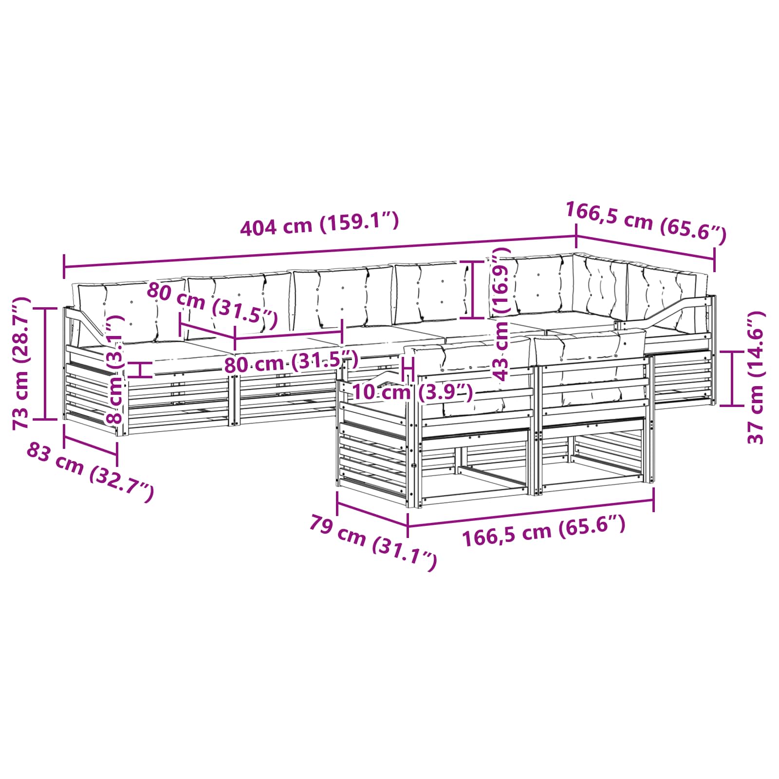Outdoor Sofa Set with Cushion 8 pcs Natural and Anthracite