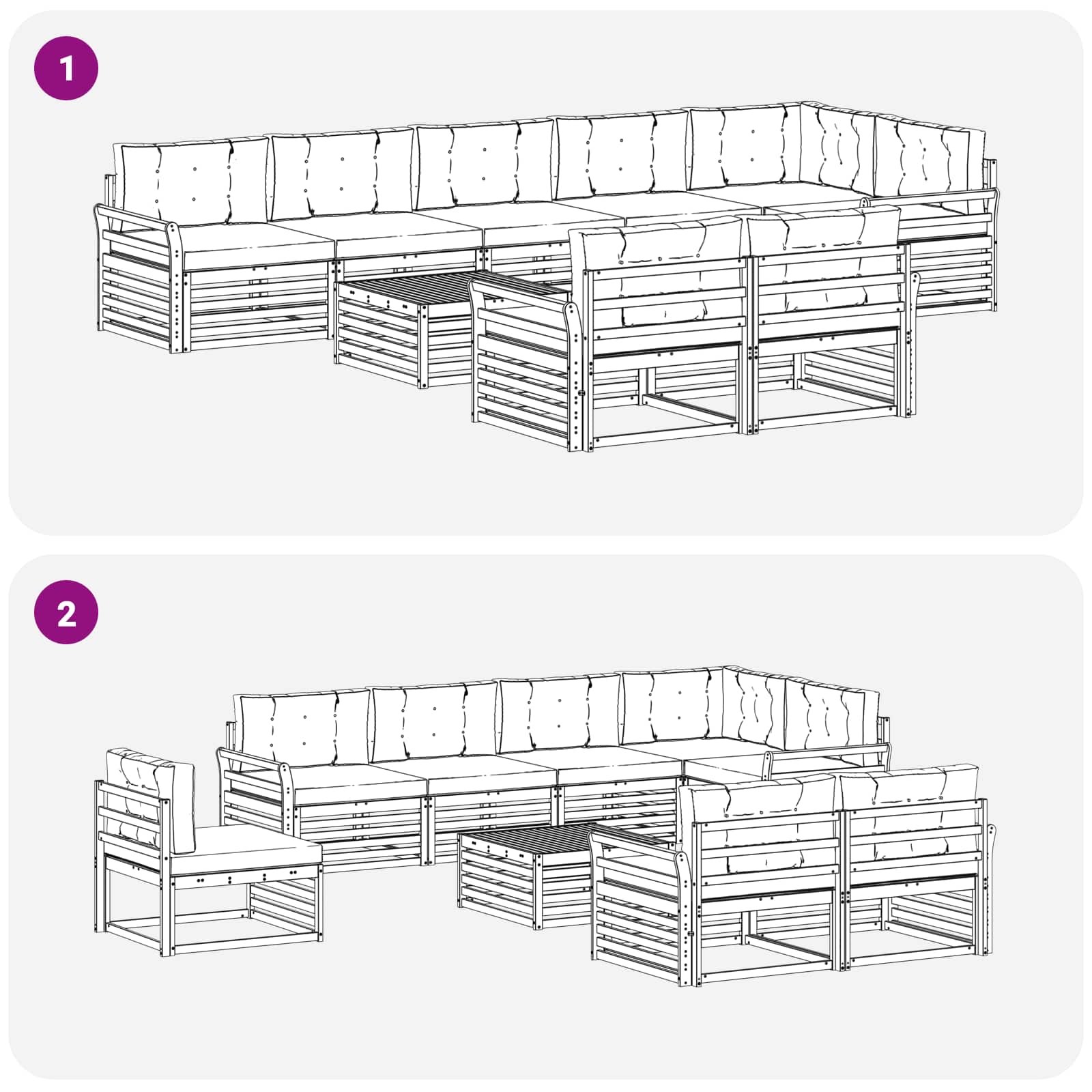 Outdoor Sofa Set with Cushion 9 pcs Natural and Anthracite