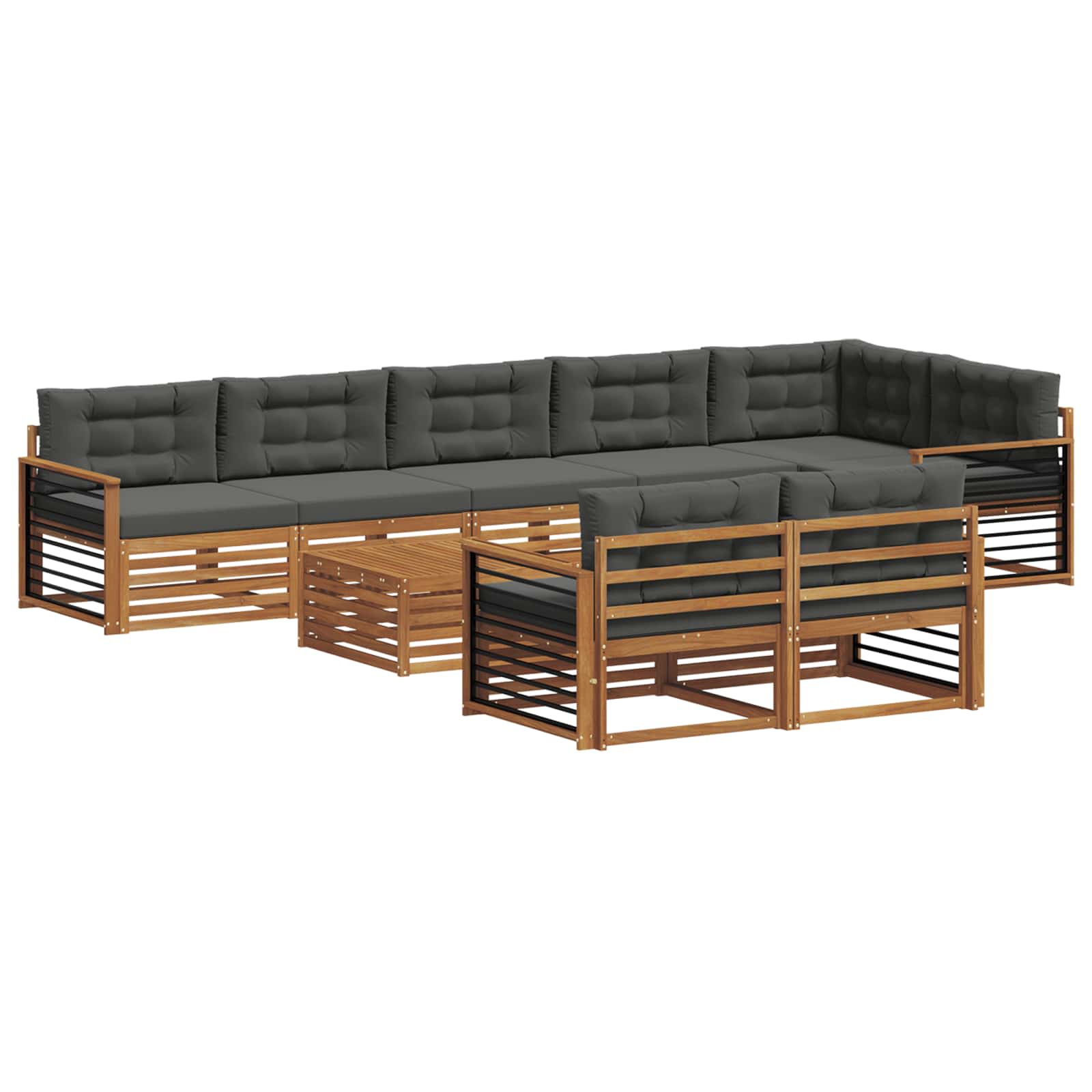 Outdoor Sofa Set with Cushion 9 pcs Natural and Anthracite