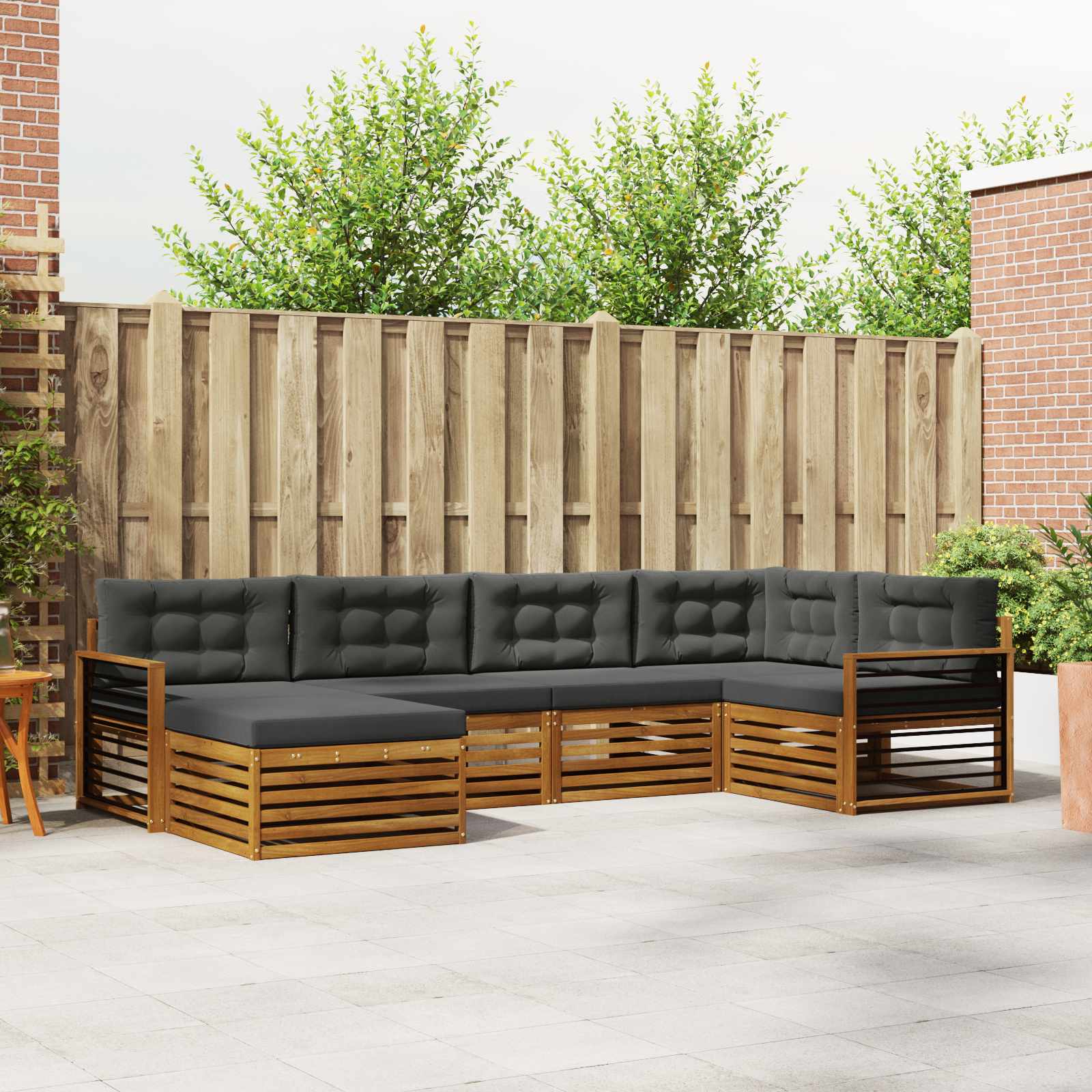 Outdoor Sofa Set with Cushion 6 pcs Natural and Anthracite