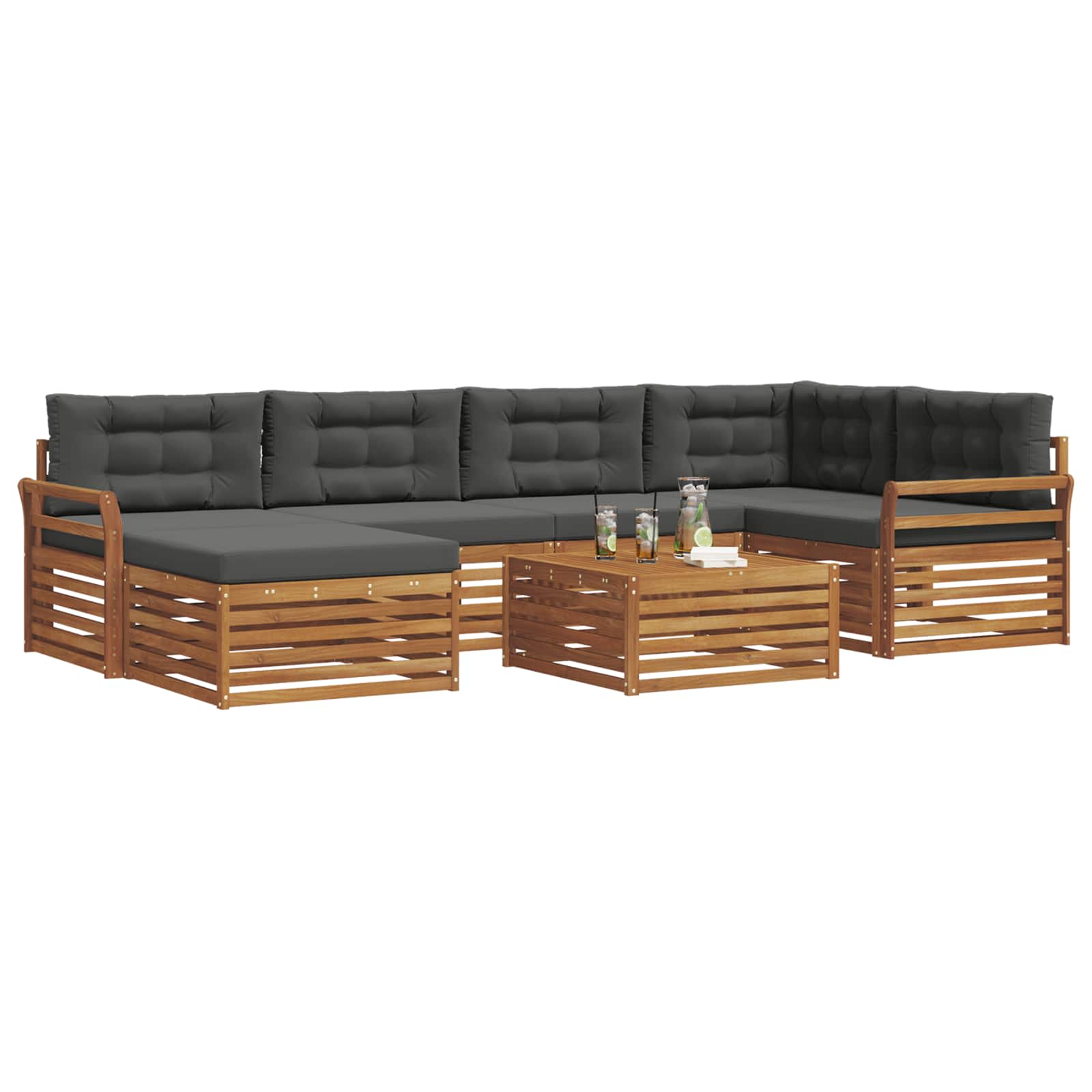 Outdoor Sofa Set with Cushion 7 pcs Natural and Anthracite