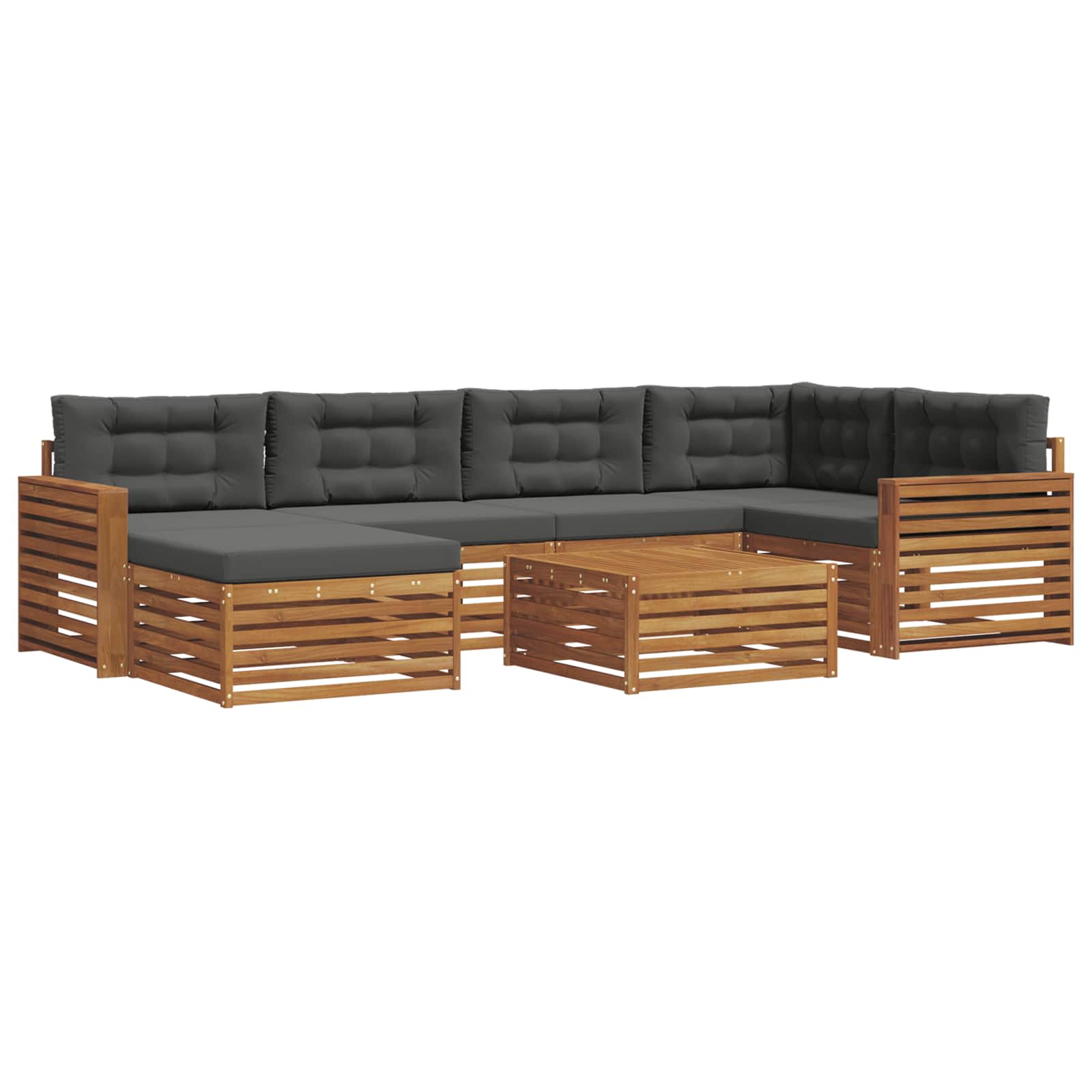 Outdoor Sofa Set with Cushion 7 pcs Natural and Anthracite