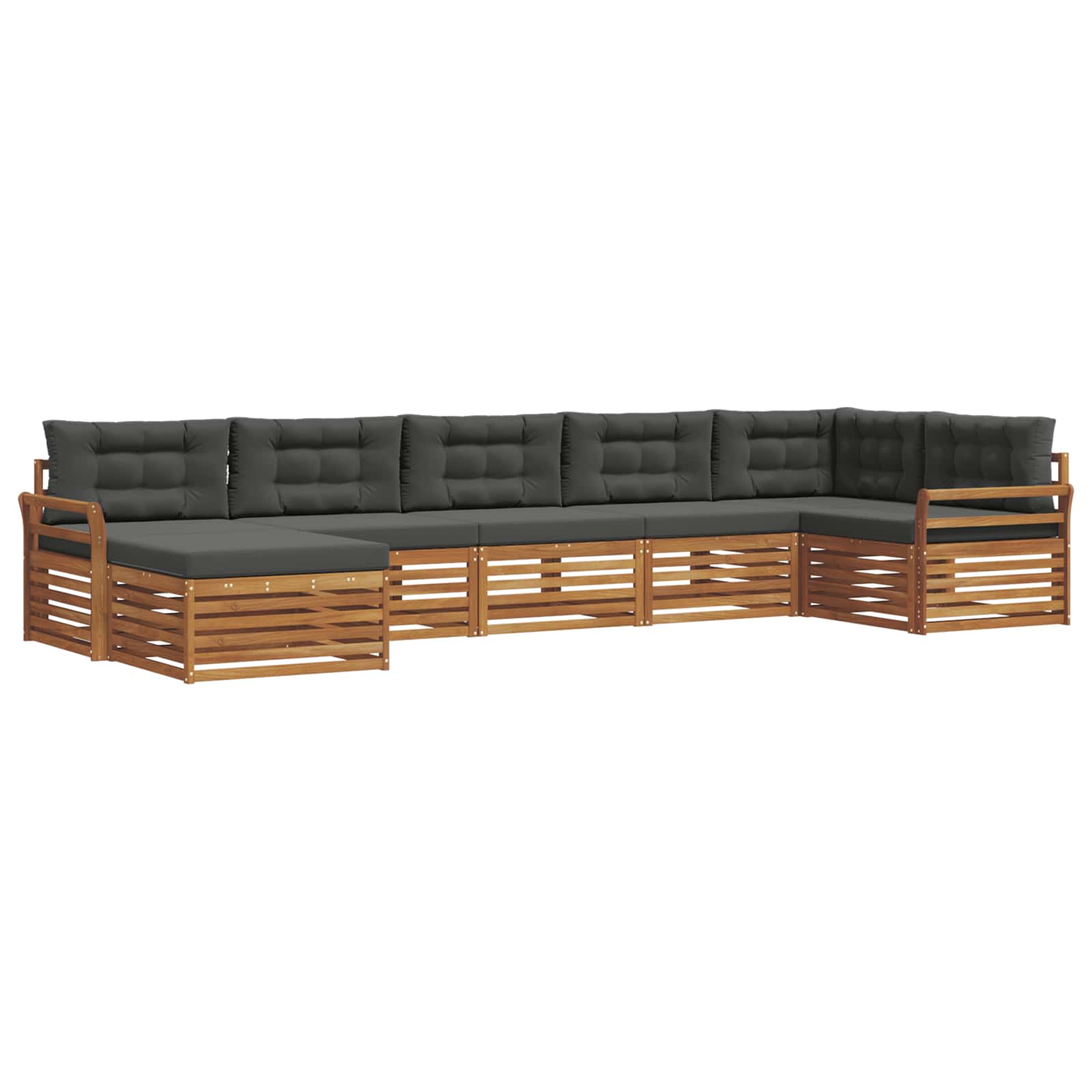 Outdoor Sofa Set with Cushion 7 pcs Natural and Anthracite