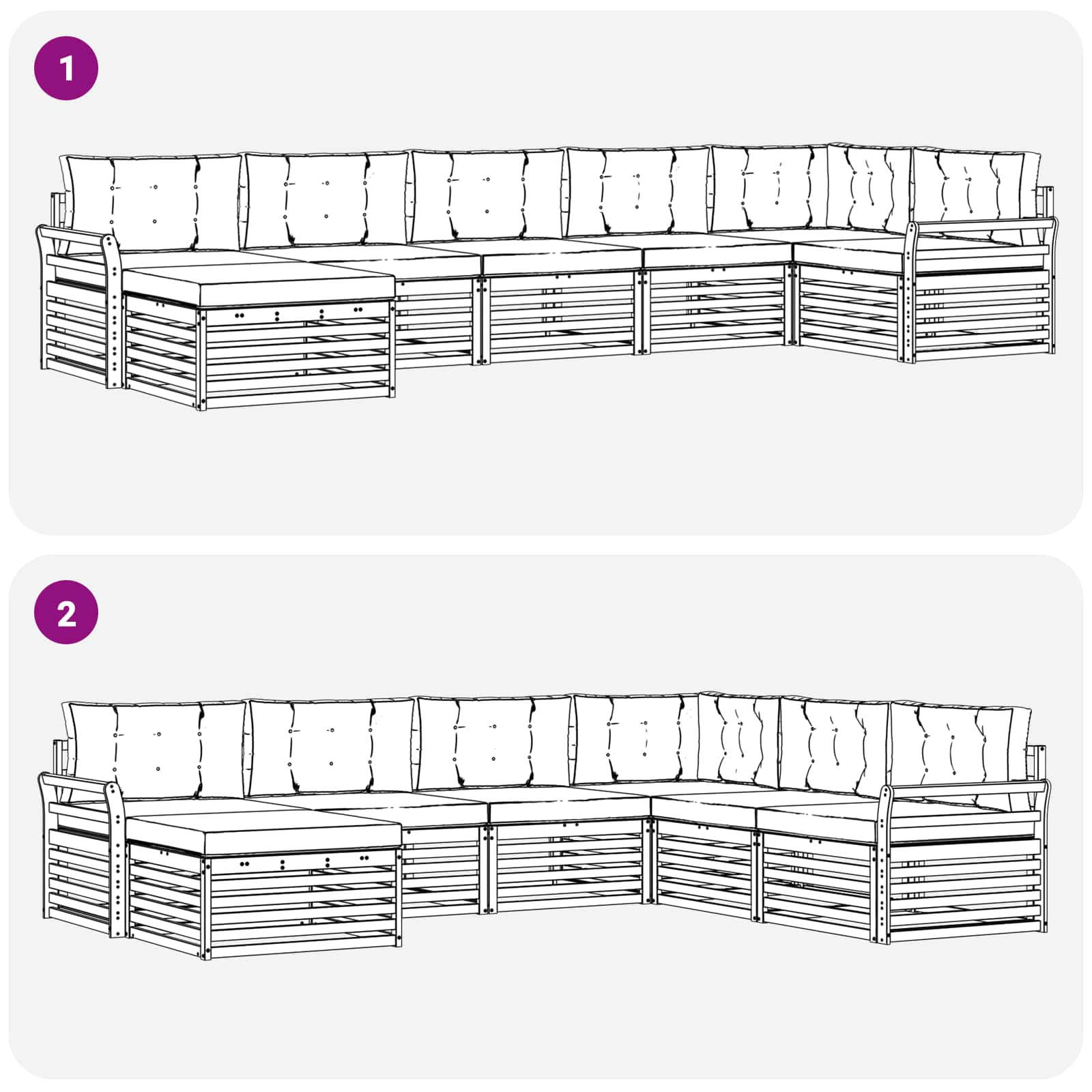 Outdoor Sofa Set with Cushion 7 pcs Natural and Anthracite