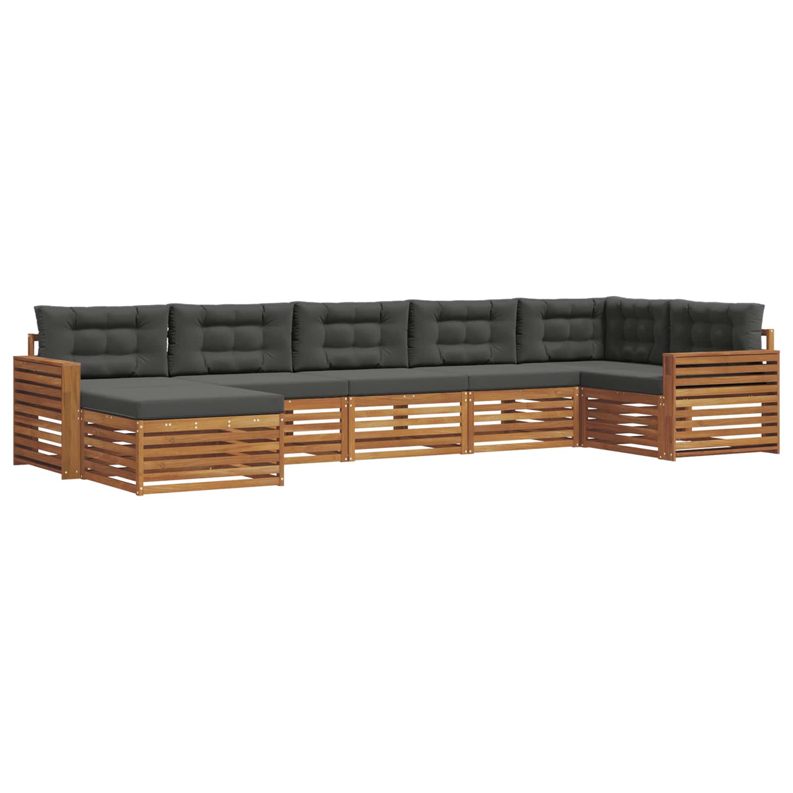 Outdoor Sofa Set with Cushion 7 pcs Natural and Anthracite