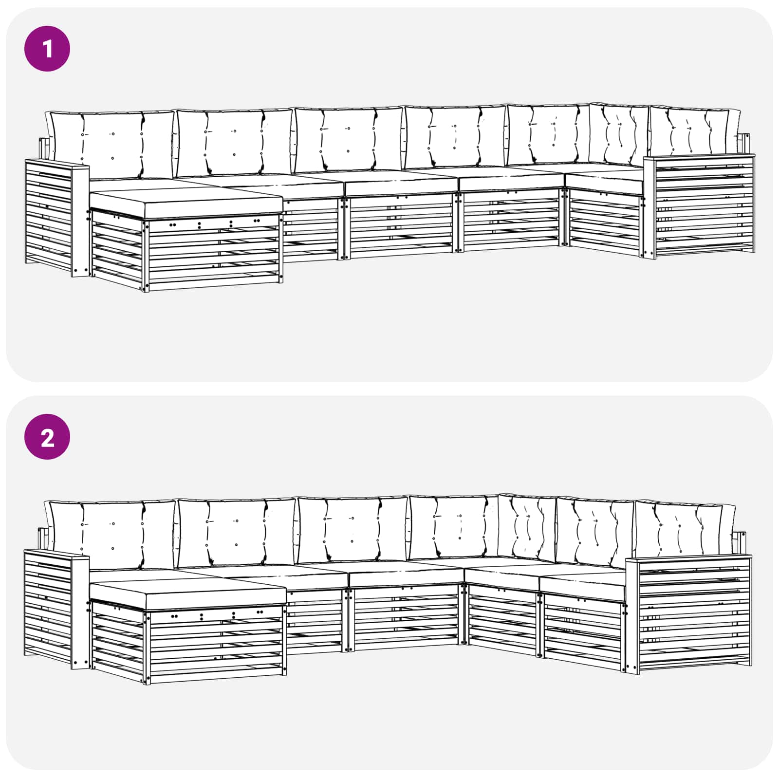 Outdoor Sofa Set with Cushion 7 pcs Natural and Anthracite
