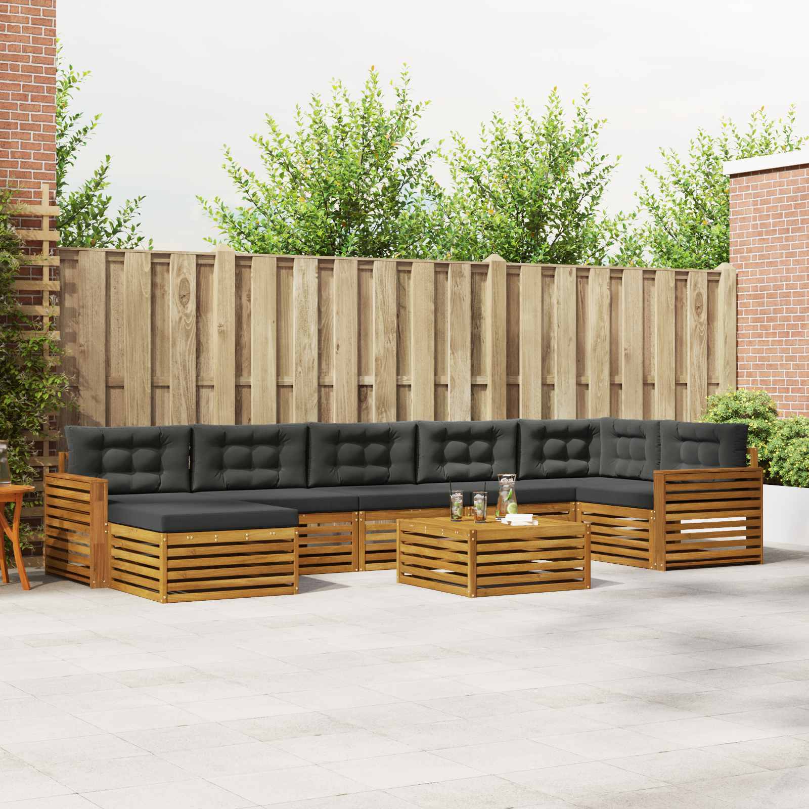 Outdoor Sofa Set with Cushion 8 pcs Natural and Anthracite