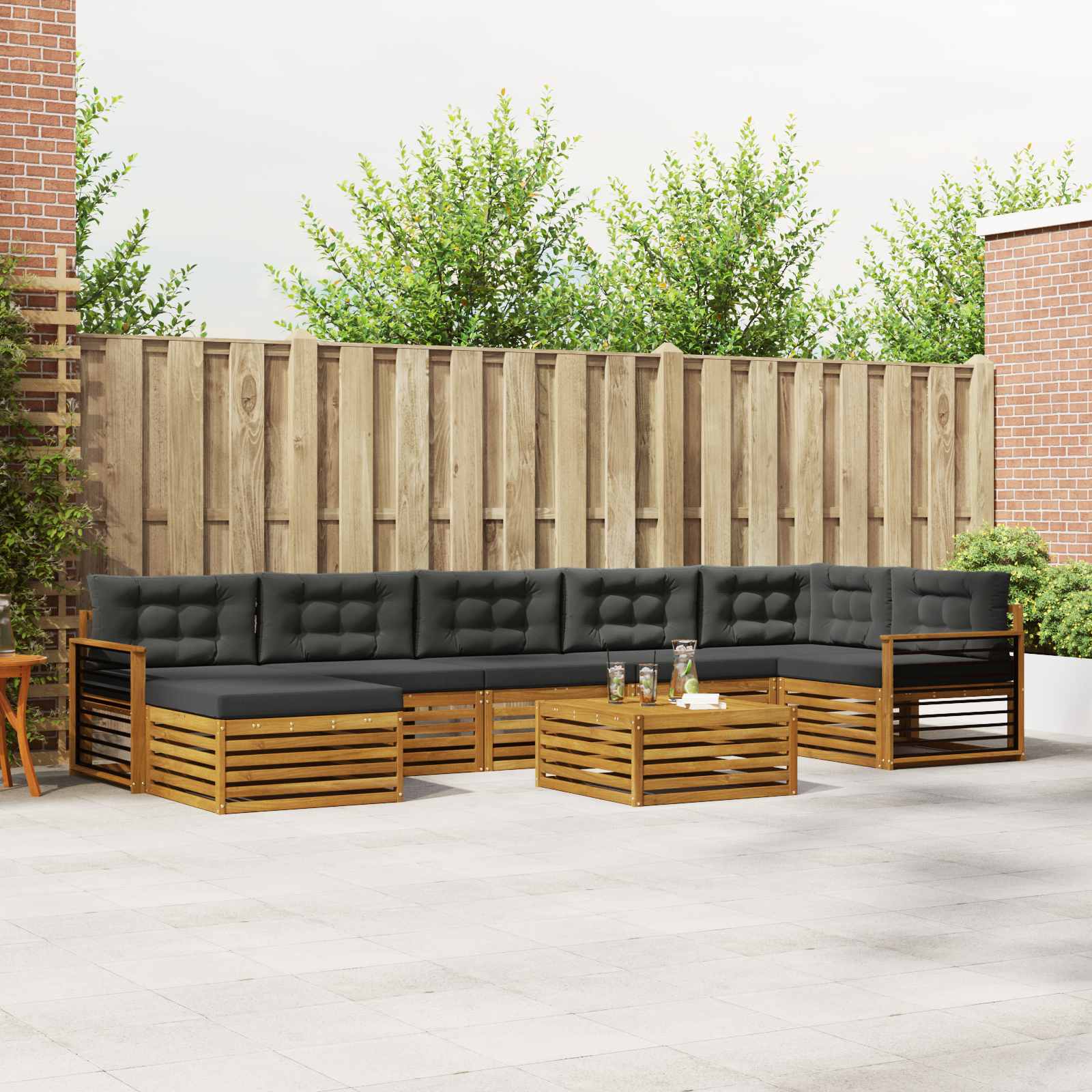Outdoor Sofa Set with Cushion 8 pcs Natural and Anthracite