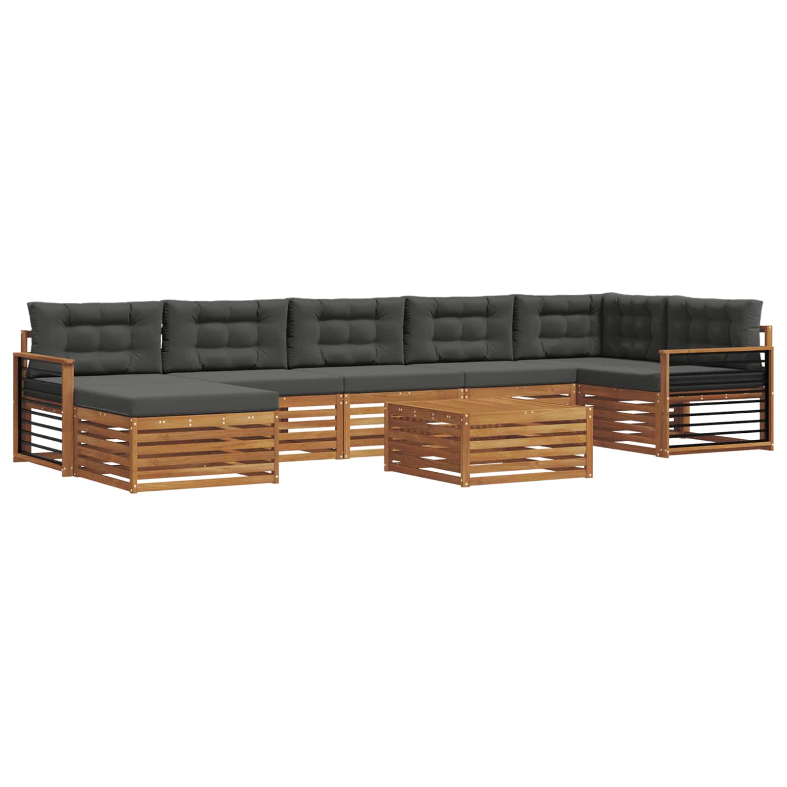 Outdoor Sofa Set with Cushion 8 pcs Natural and Anthracite