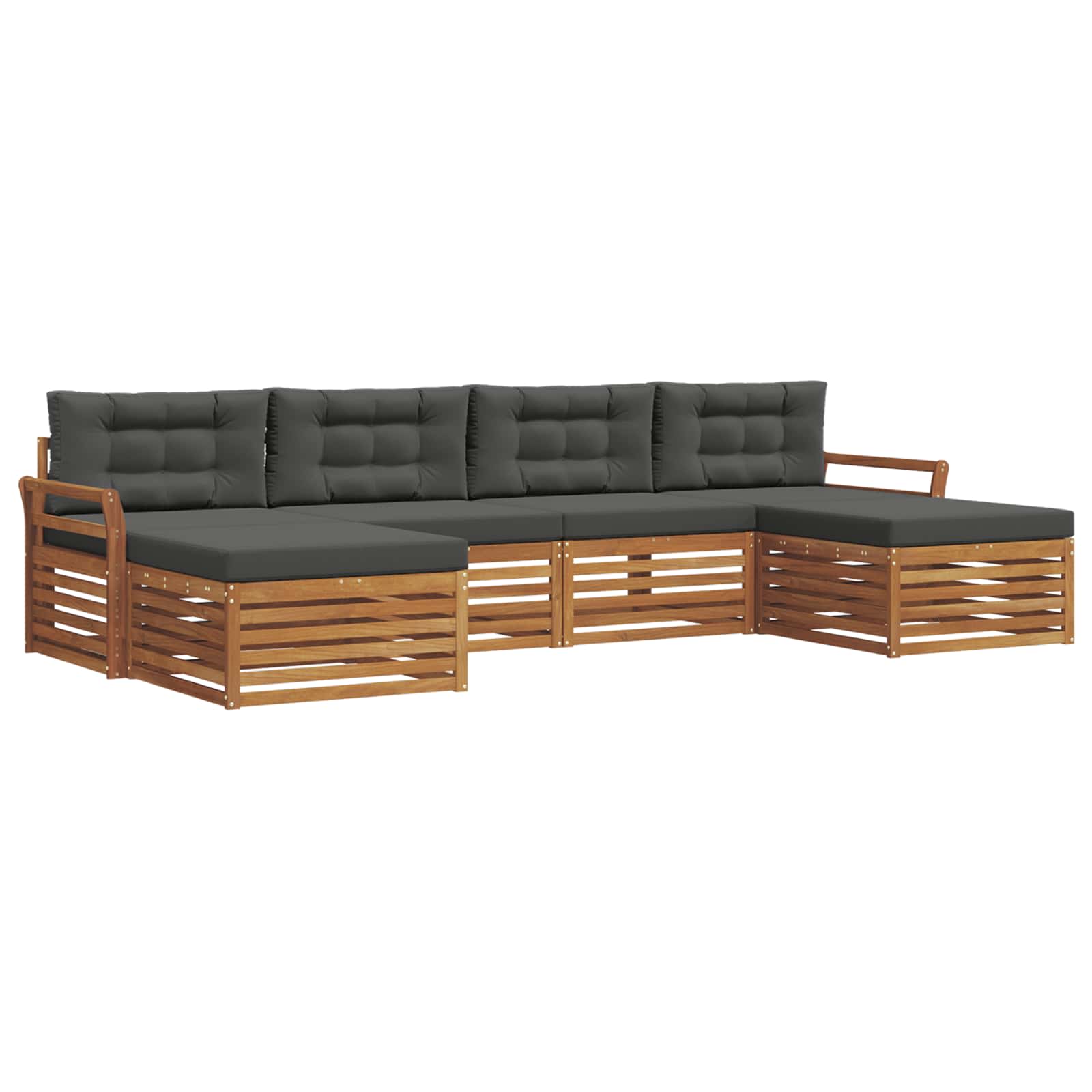 Sofa Sets 6 pcs Natural and Anthracite Solid Acacia Wood
