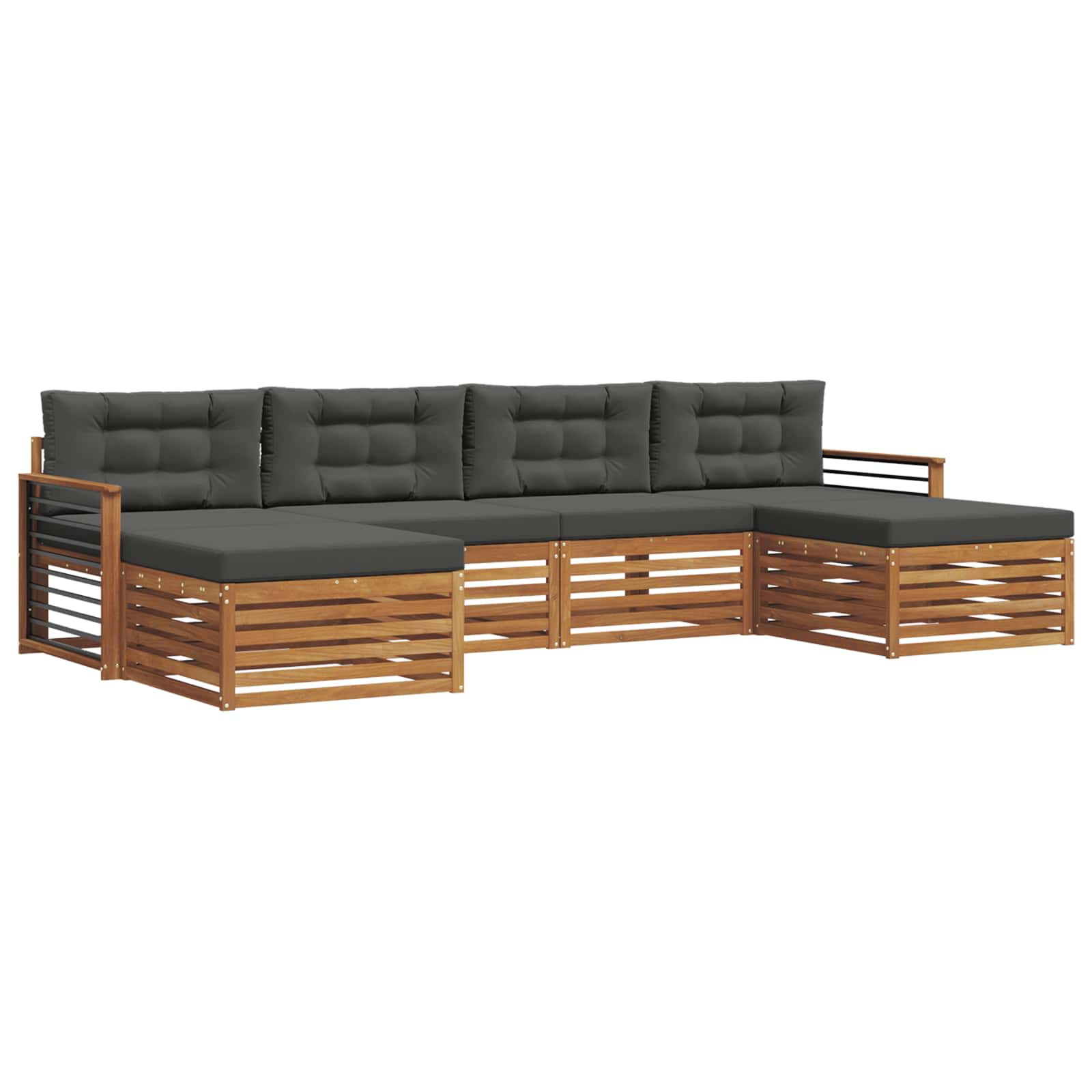 Sofa Sets 6 pcs Natural and Anthracite Solid Acacia Wood