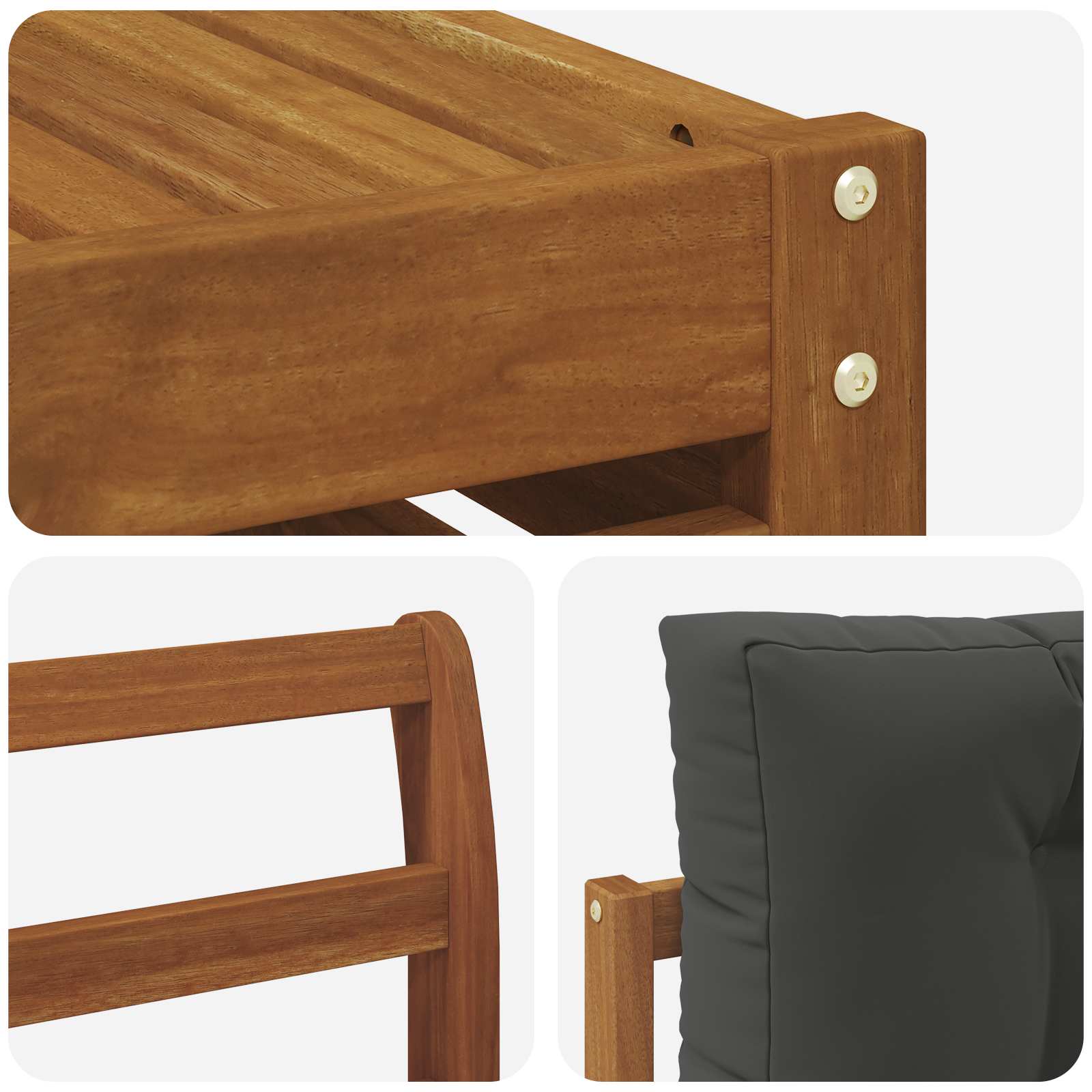 Outdoor Sofa Set 9 pcs Natural and Anthracite Solid Acacia Wood