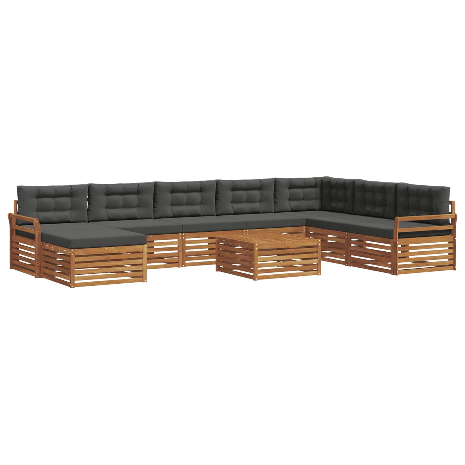 Outdoor Sofa Set 9 pcs Natural and Anthracite Solid Acacia Wood