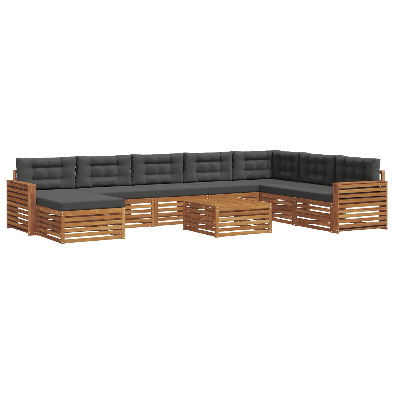 Outdoor Sofa Set 9 pcs Natural and Anthracite Solid Acacia Wood