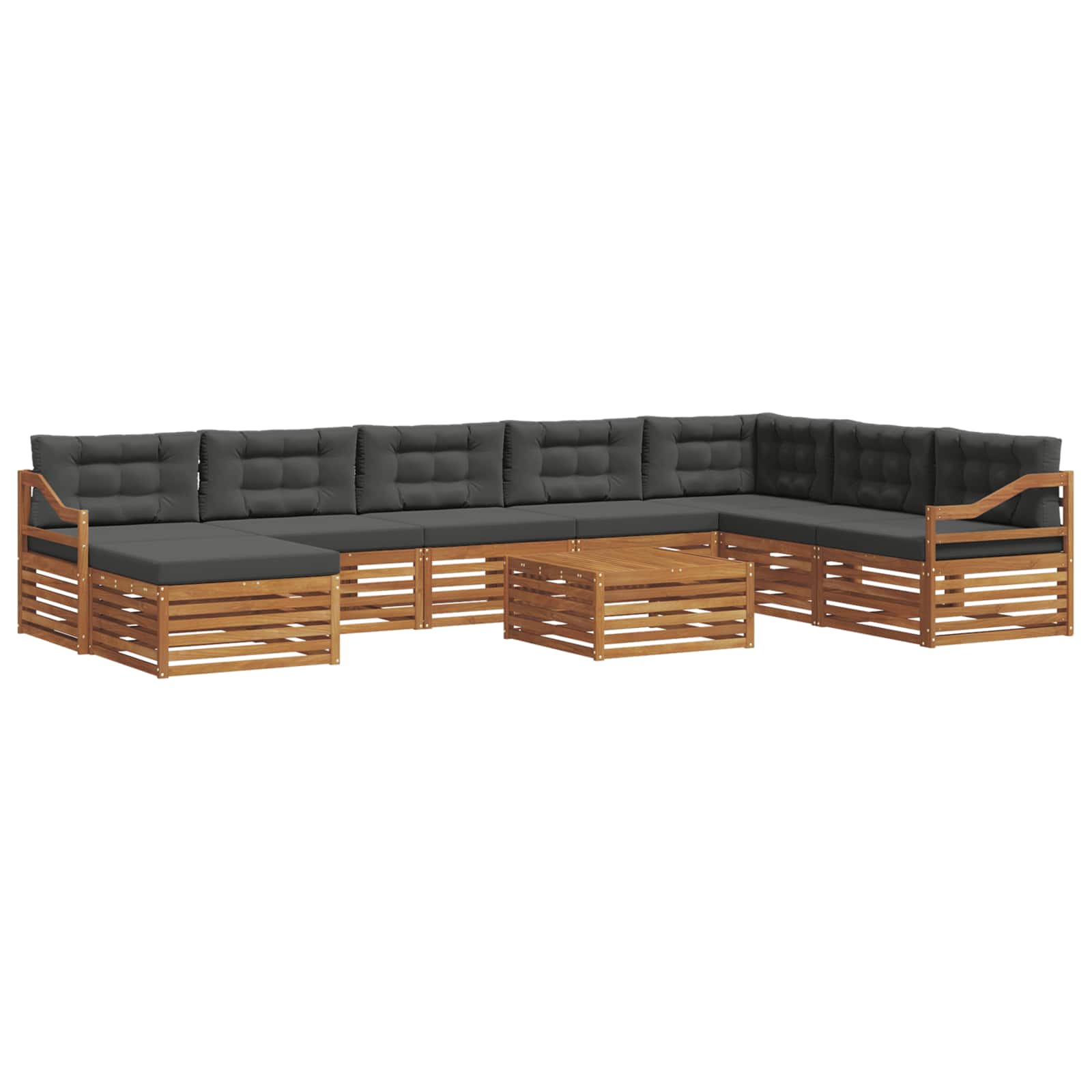 Outdoor Sofa Set 9 pcs Natural and Anthracite Solid Acacia Wood
