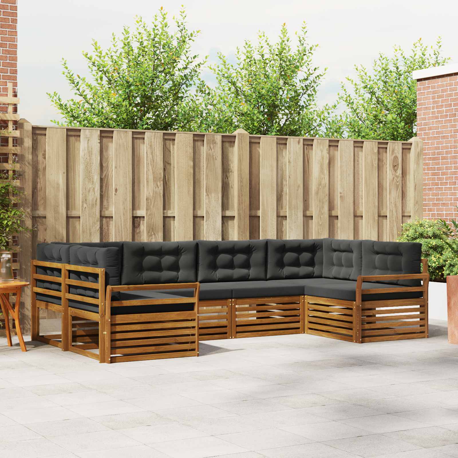 Outdoor Sofa Set with Cushion 6 pcs Natural and Anthracite