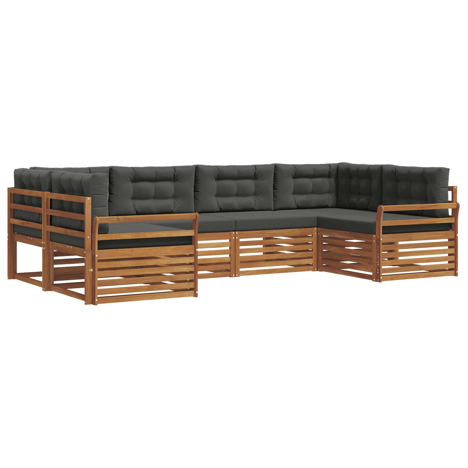 Outdoor Sofa Set with Cushion 6 pcs Natural and Anthracite