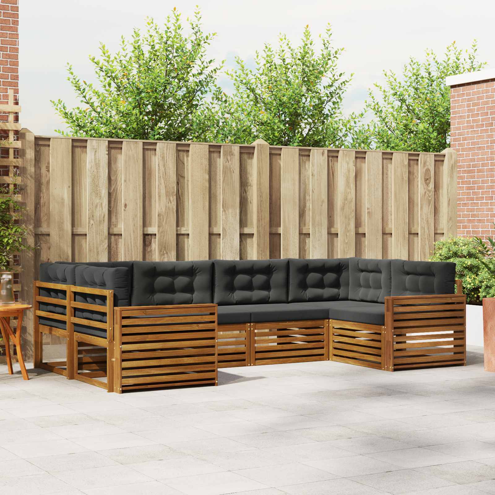 Outdoor Sofa Set with Cushion 6 pcs Natural and Anthracite