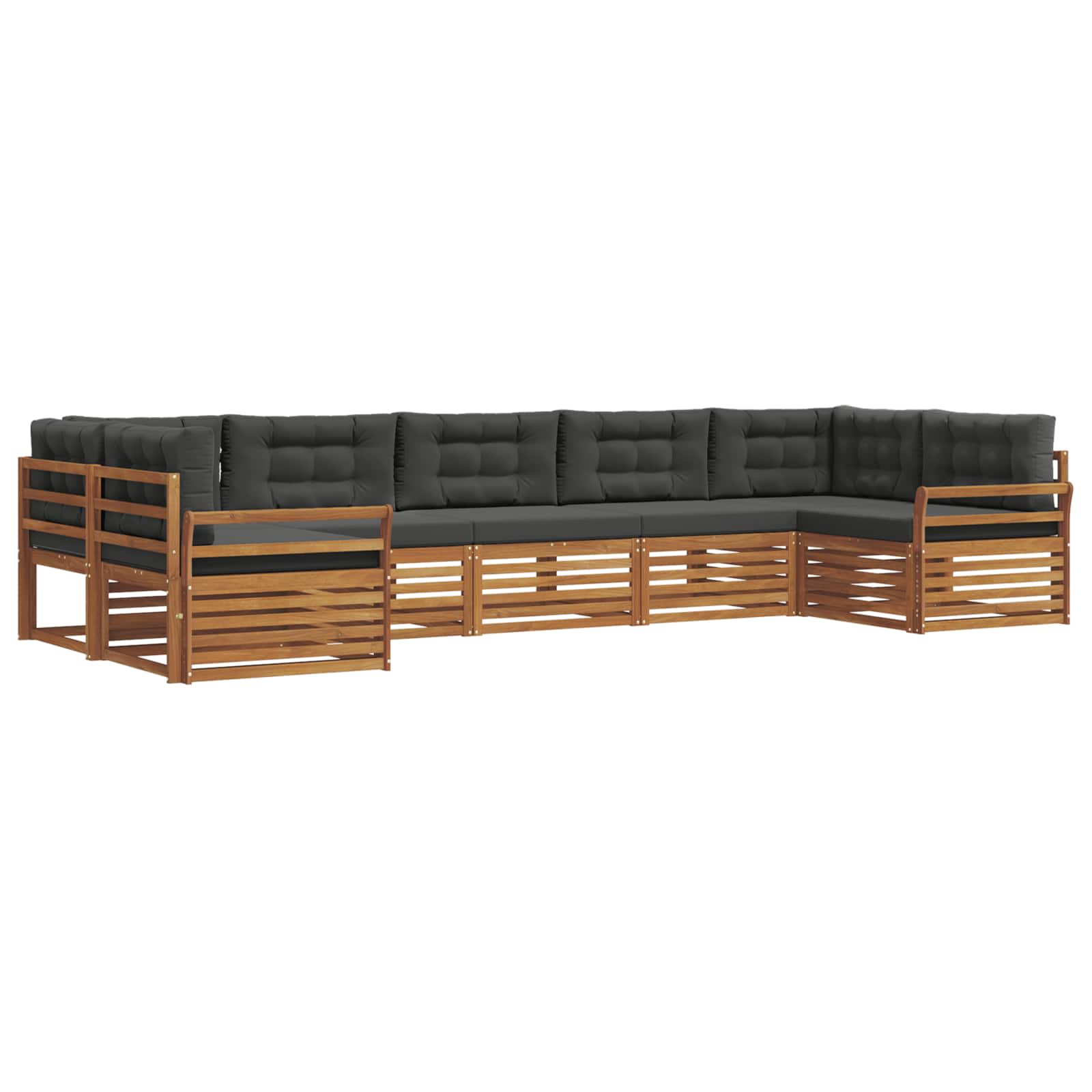 Outdoor Sofa Set with Cushion 7 pcs Natural and Anthracite