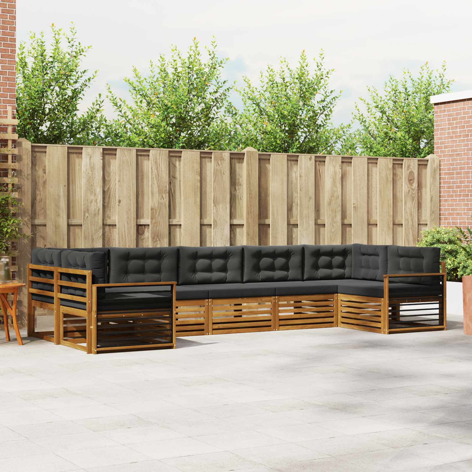 Outdoor Sofa Set with Cushion 7 pcs Natural and Anthracite