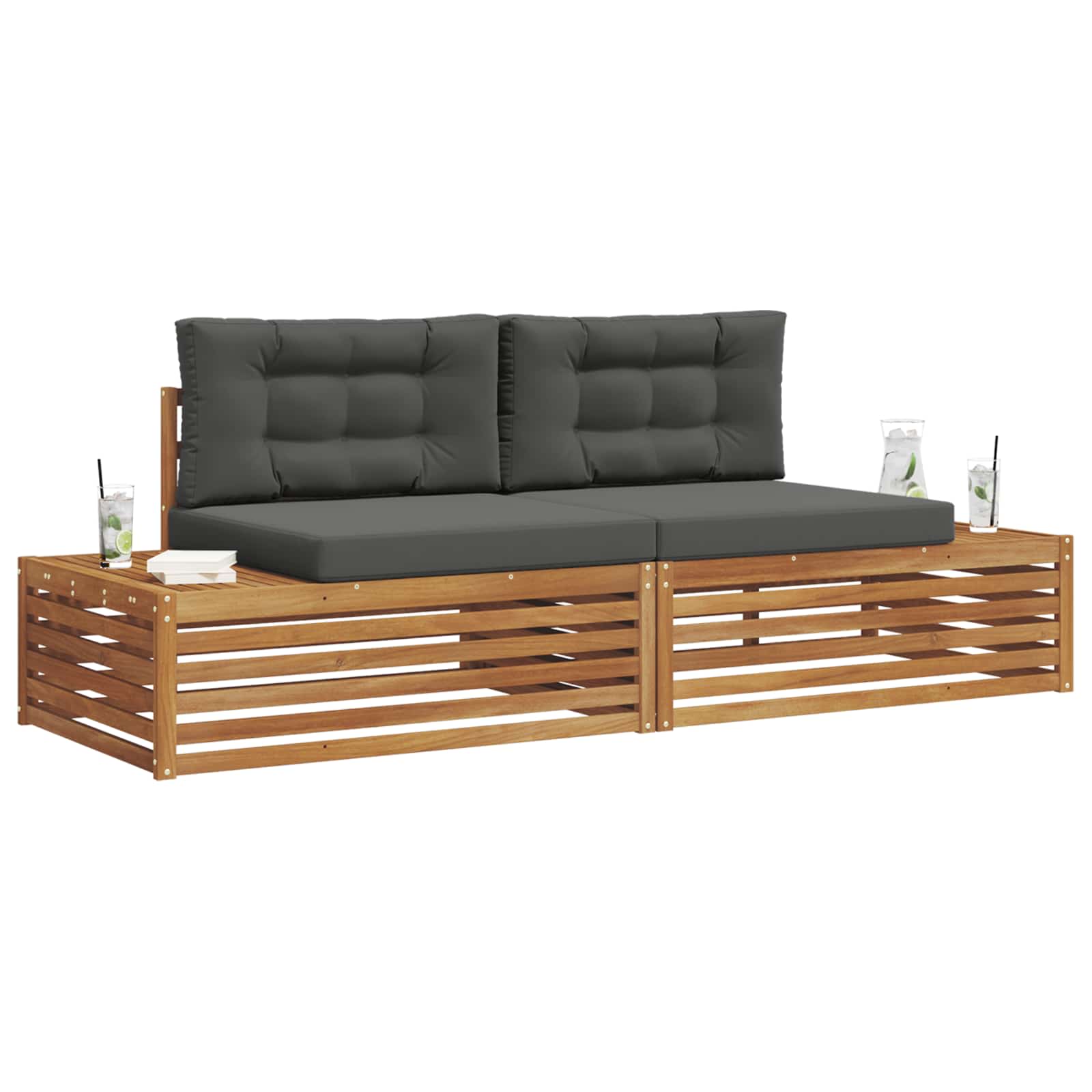 Outdoor Sofa Set Natural and Anthracite 203.5 x 83 x 73 cm