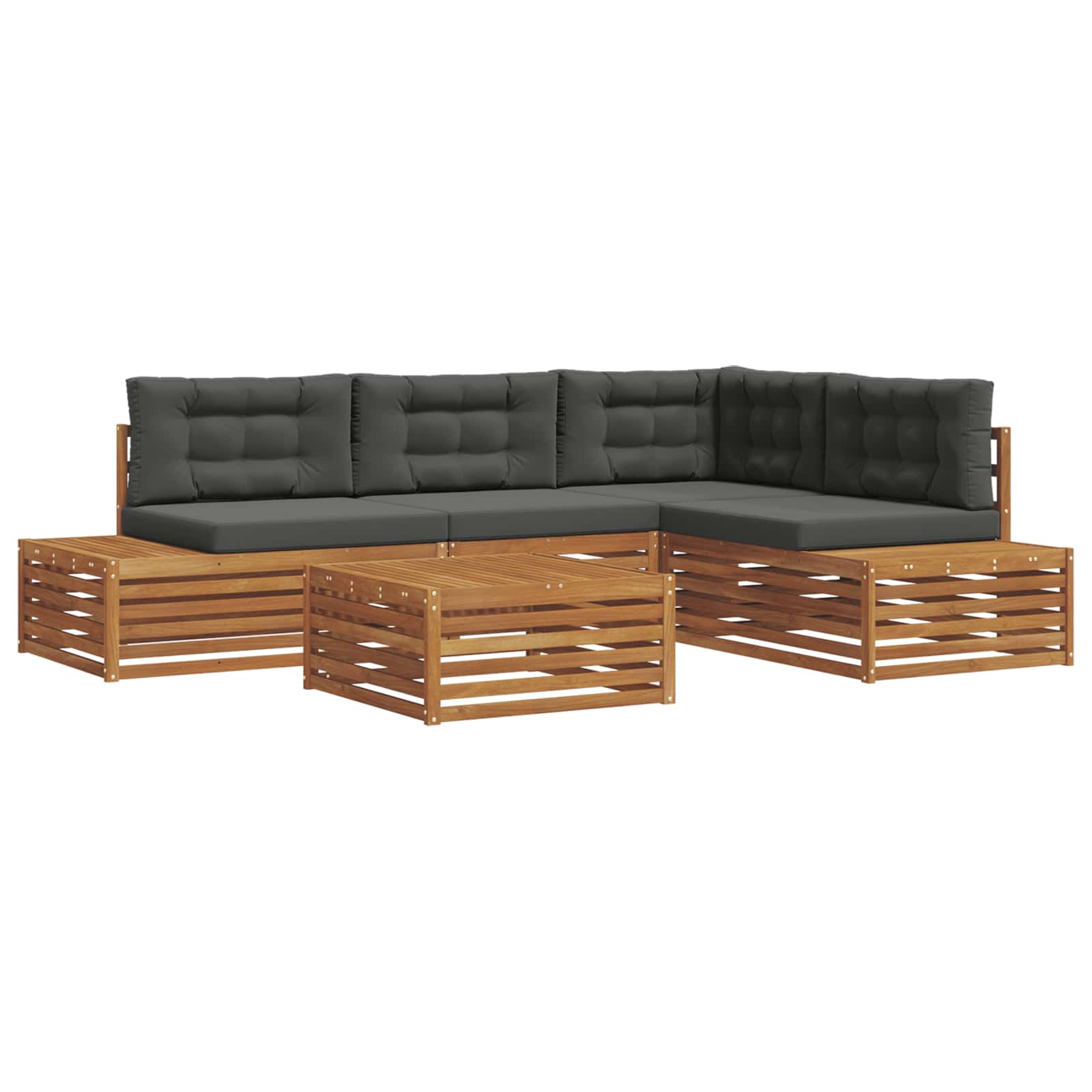 Outdoor Sofa Set with Cushion 5 Piece Natural and Anthracite