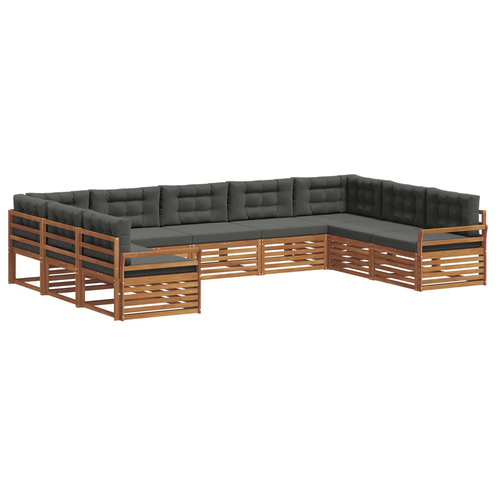 Outdoor Sofa Set 9 pcs Natural and Anthracite Solid Acacia Wood