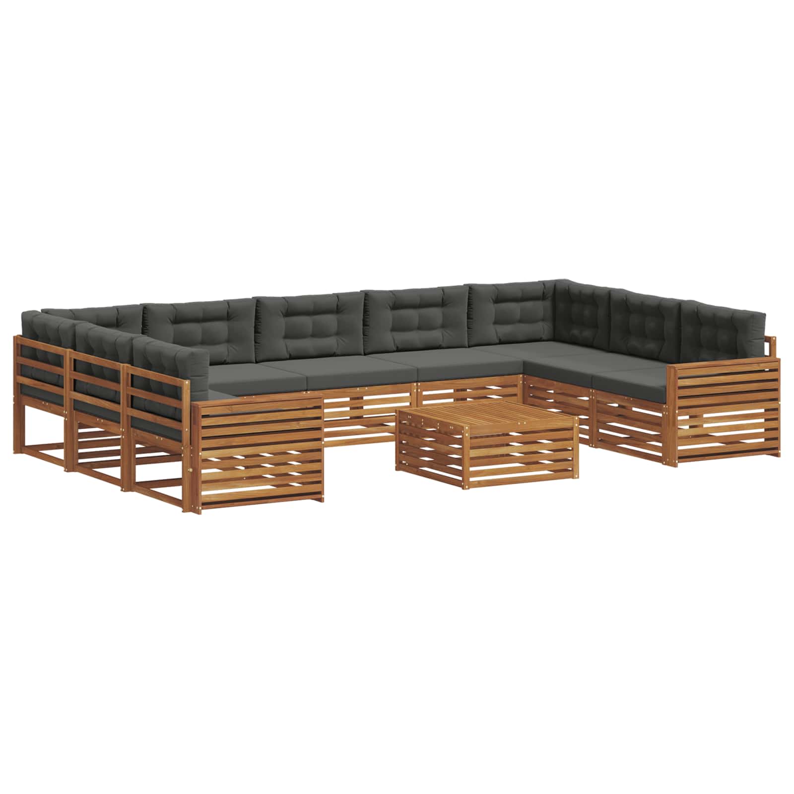 Outdoor Sofa Set with Cushion 10 pcs Natural and Anthracite