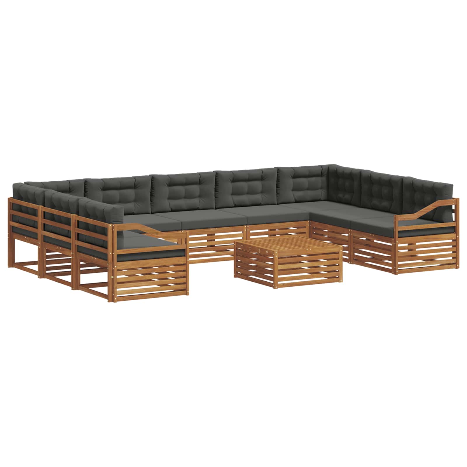 Outdoor Sofa Set with Cushion 10 pcs Natural and Anthracite