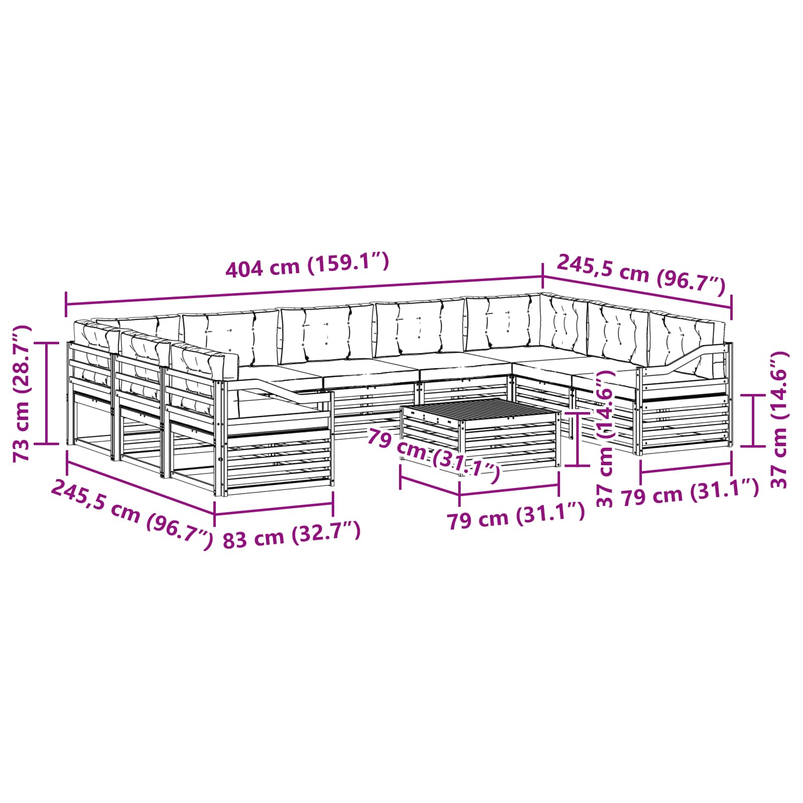 Outdoor Sofa Set with Cushion 10 pcs Natural and Anthracite