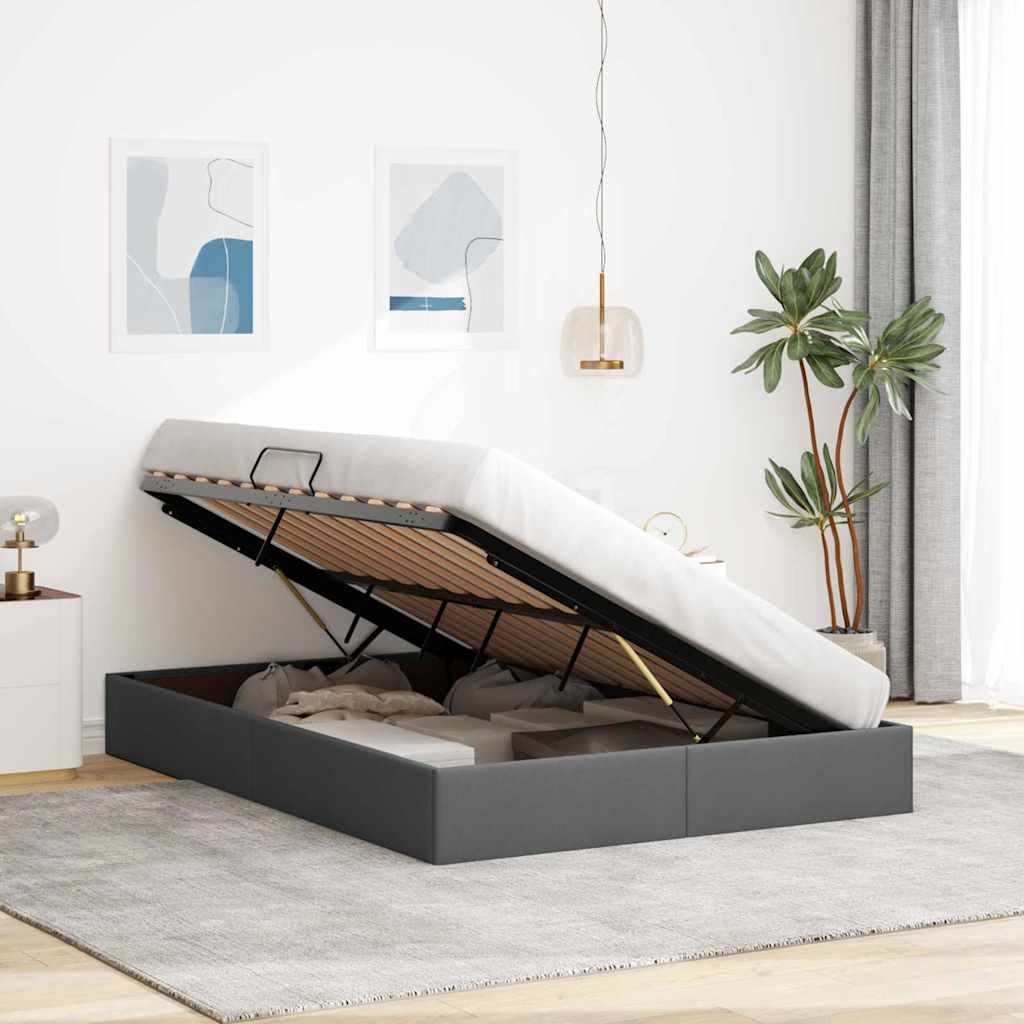 Storage Bed with Mattress Dark Grey 137 x 190 cm Fabric