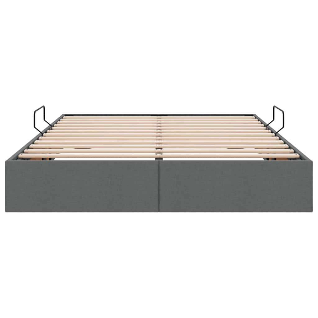 Storage Bed with Mattress Dark Grey 153 x 203 cm Fabric