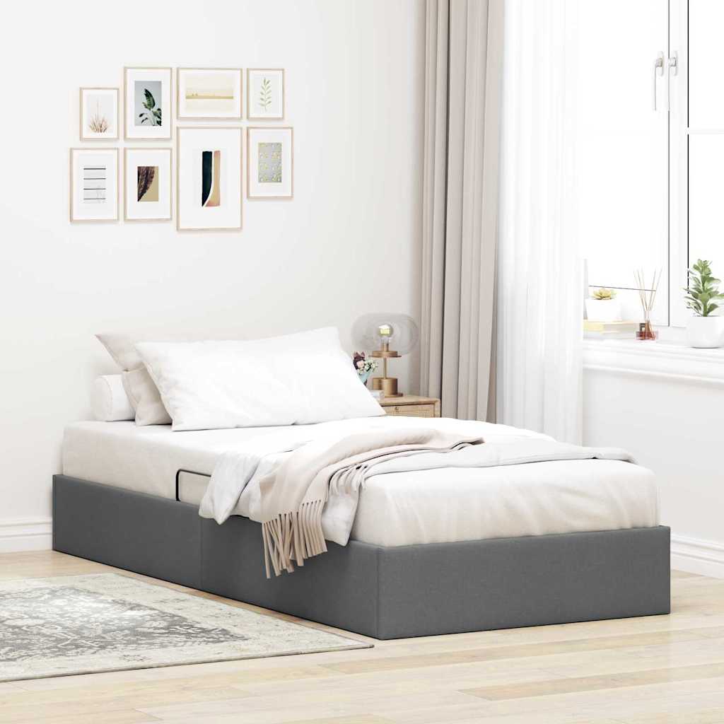 Storage Bed with Mattress Dark Grey 107 x 203 cm Fabric
