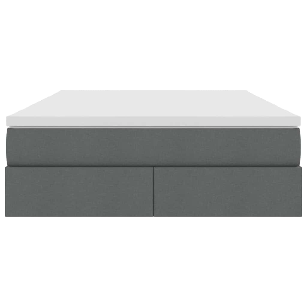 Storage Bed with Mattress Dark Grey 152 x 203 cm Polyester