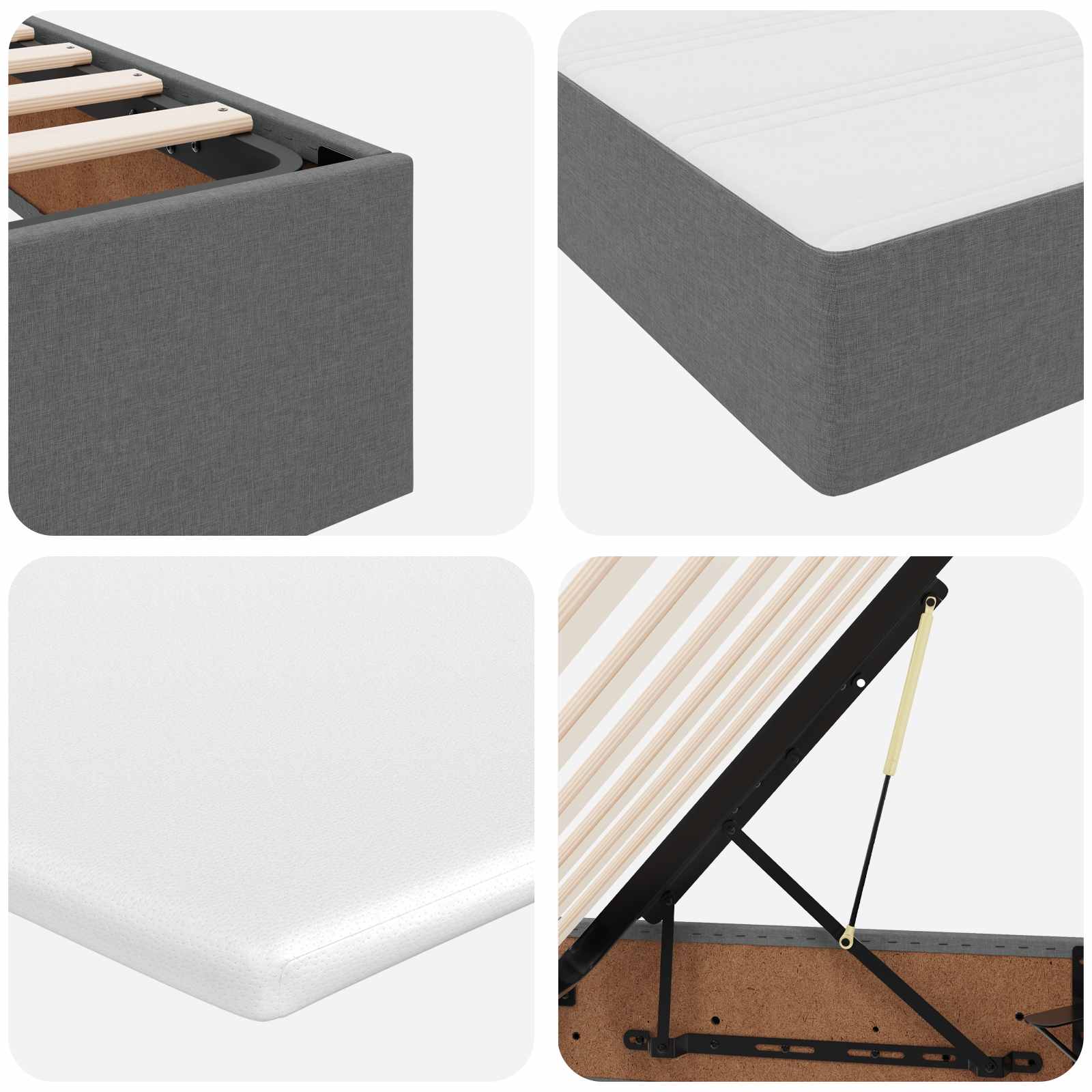 Storage Bed with Mattress Dark Grey 107 x 203 cm Polyester