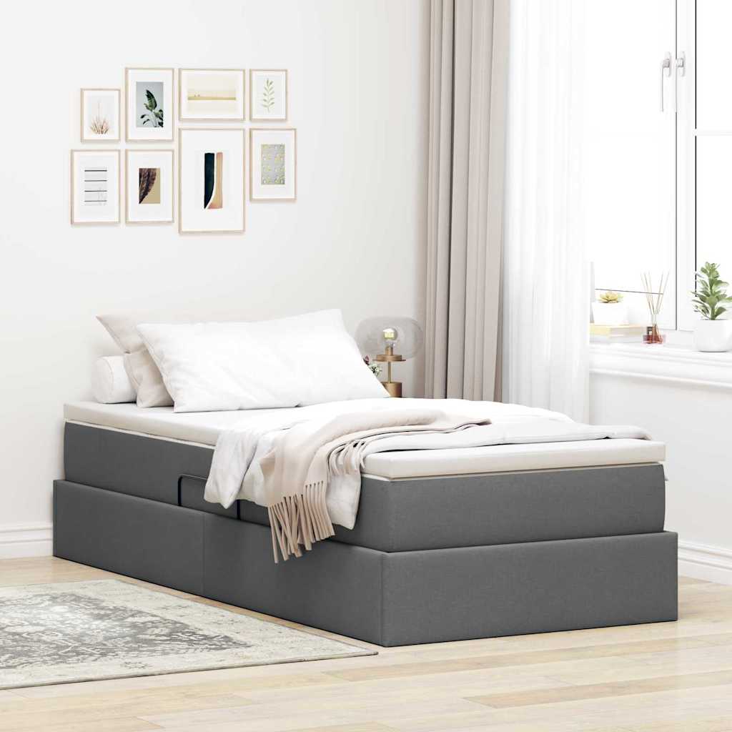 Storage Bed with Mattress Dark Grey 107 x 203 cm Polyester