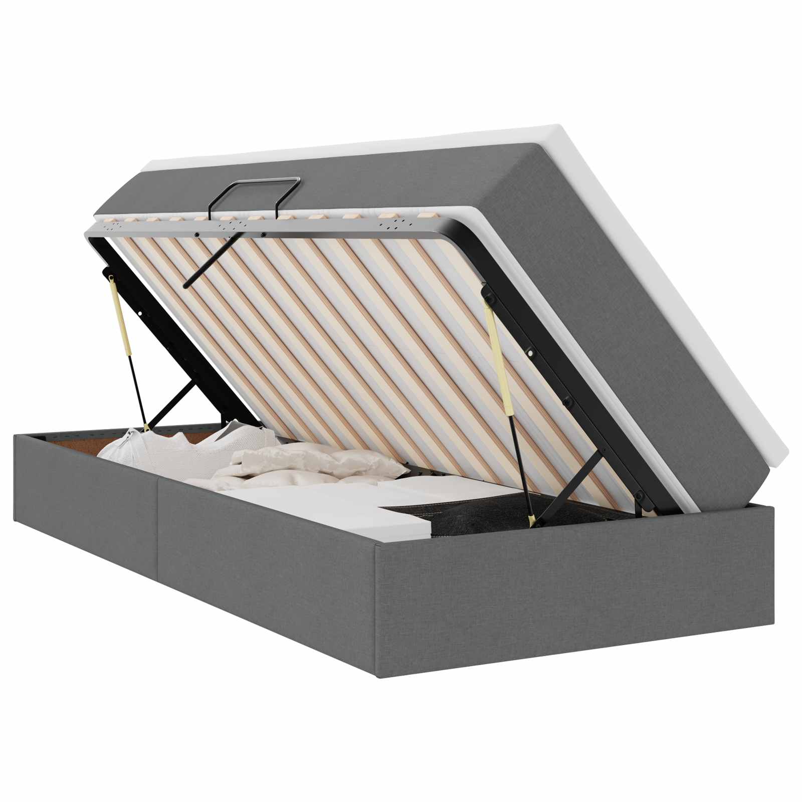 Storage Bed with Mattress Dark Grey 107 x 203 cm Polyester