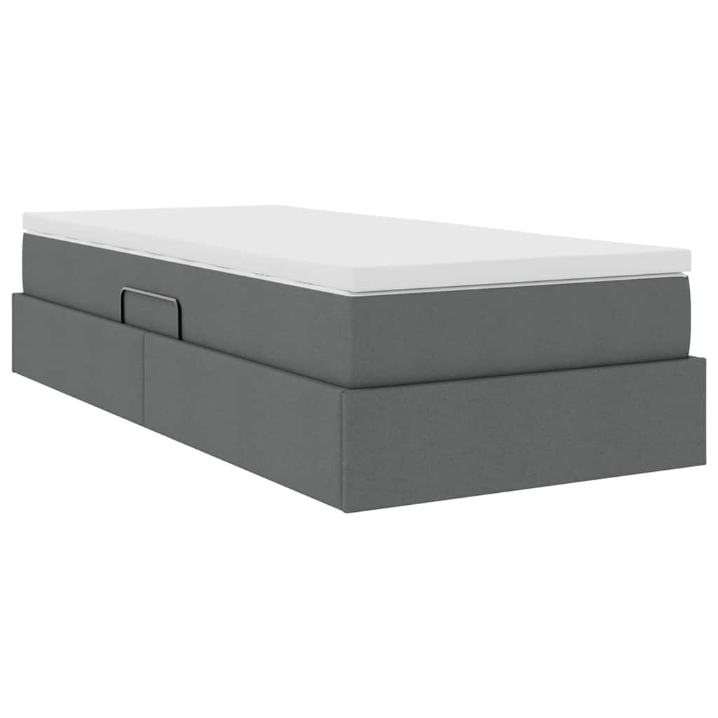 Storage Bed with Mattress Dark Grey 107 x 203 cm Polyester