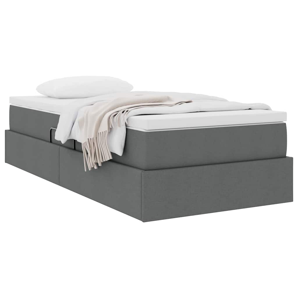 Storage Bed with Mattress Dark Grey 107 x 203 cm Polyester
