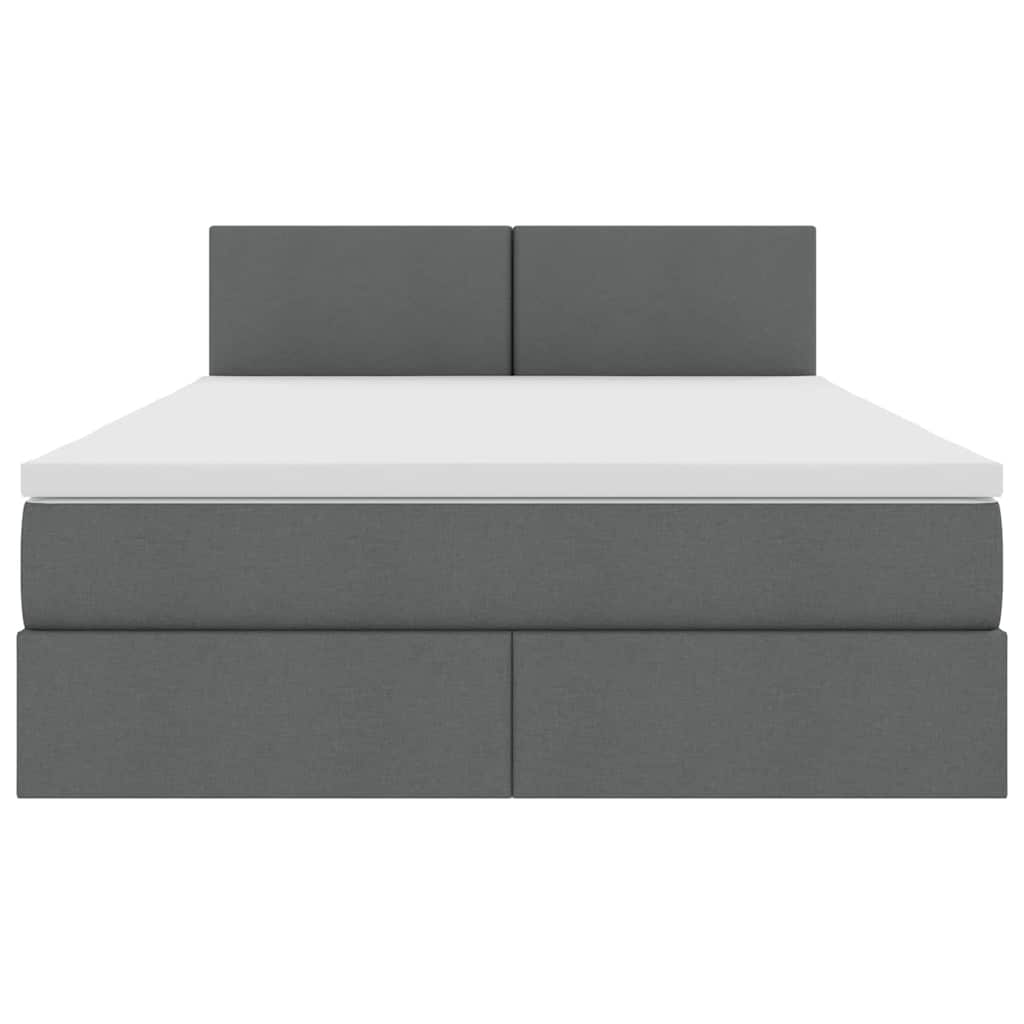 Storage Bed with Mattress Dark Grey 152 x 203 cm Fabric